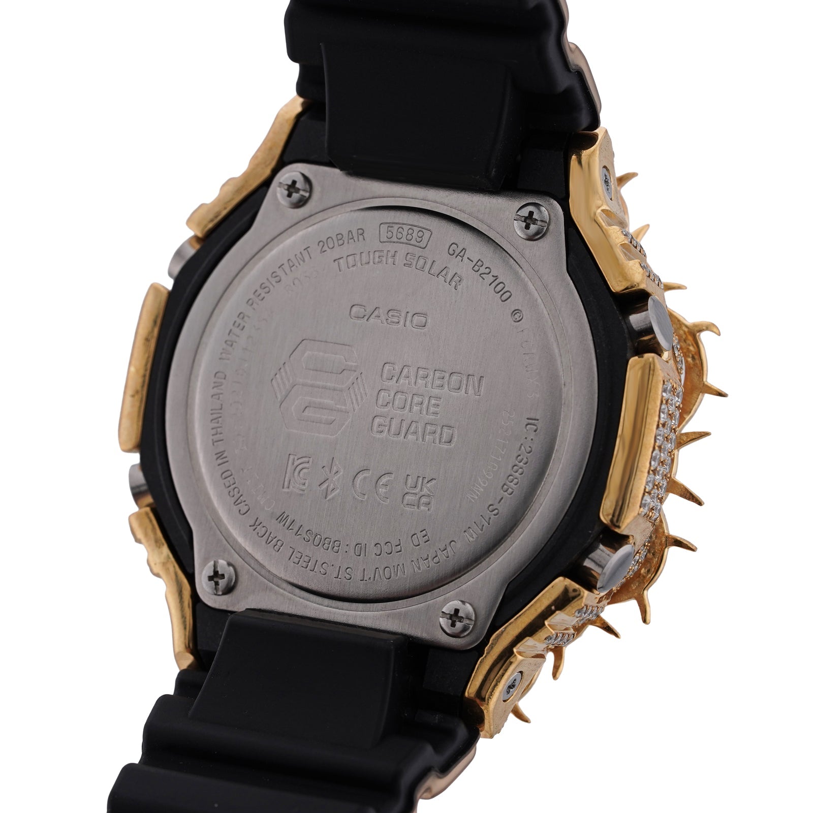 G-Shock GA-2100 7.5CT Natural Diamond Yellow Thorn Bezel all Gold Band Watch - Elite Jewelers-Luxury Watch