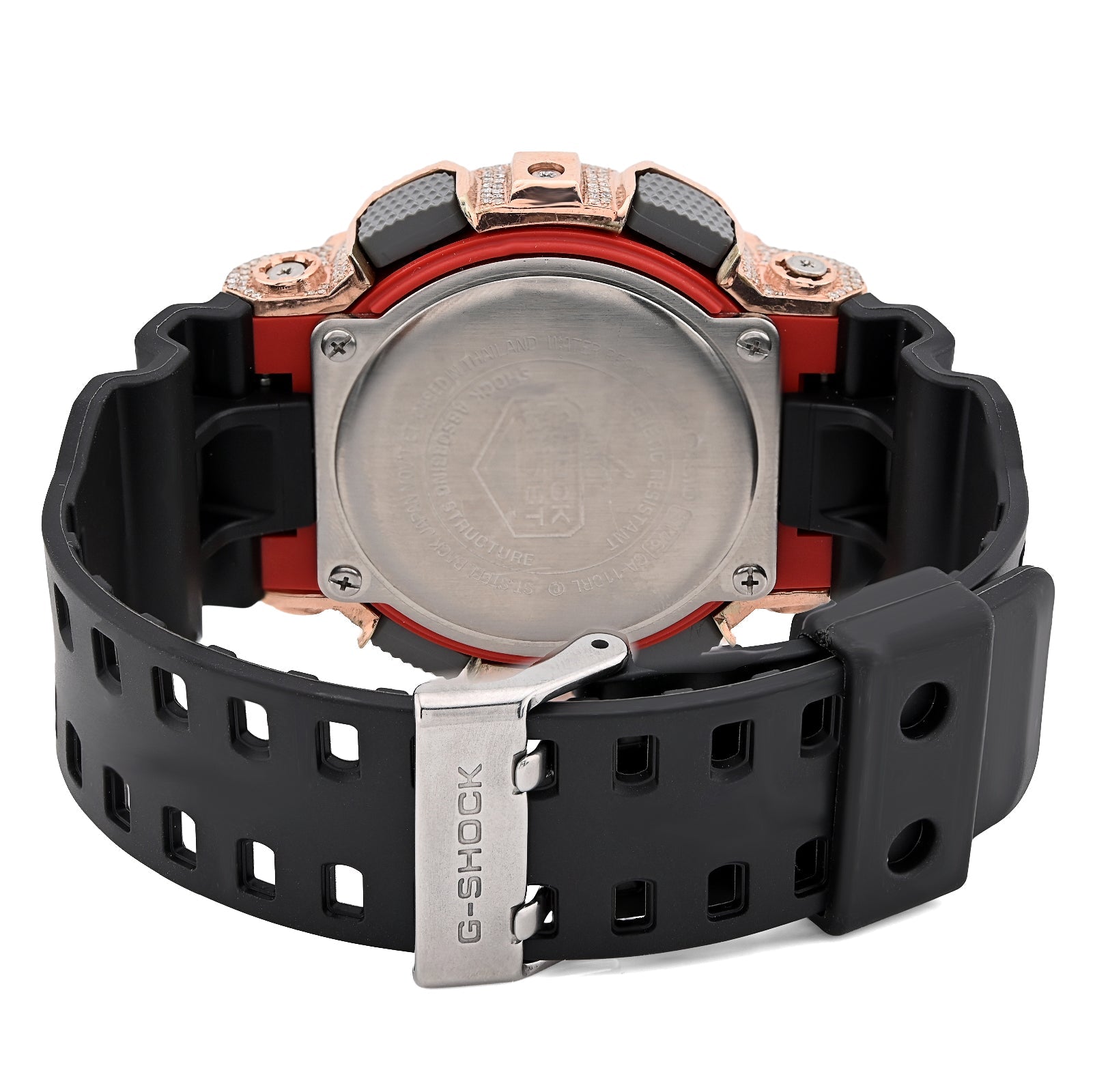 G - Shock GA110 Rose 5.40CT Natural Diamond Grey Dial Dual Lock Black Strap Men Watch - Elite Jewelers - Luxury Watch
