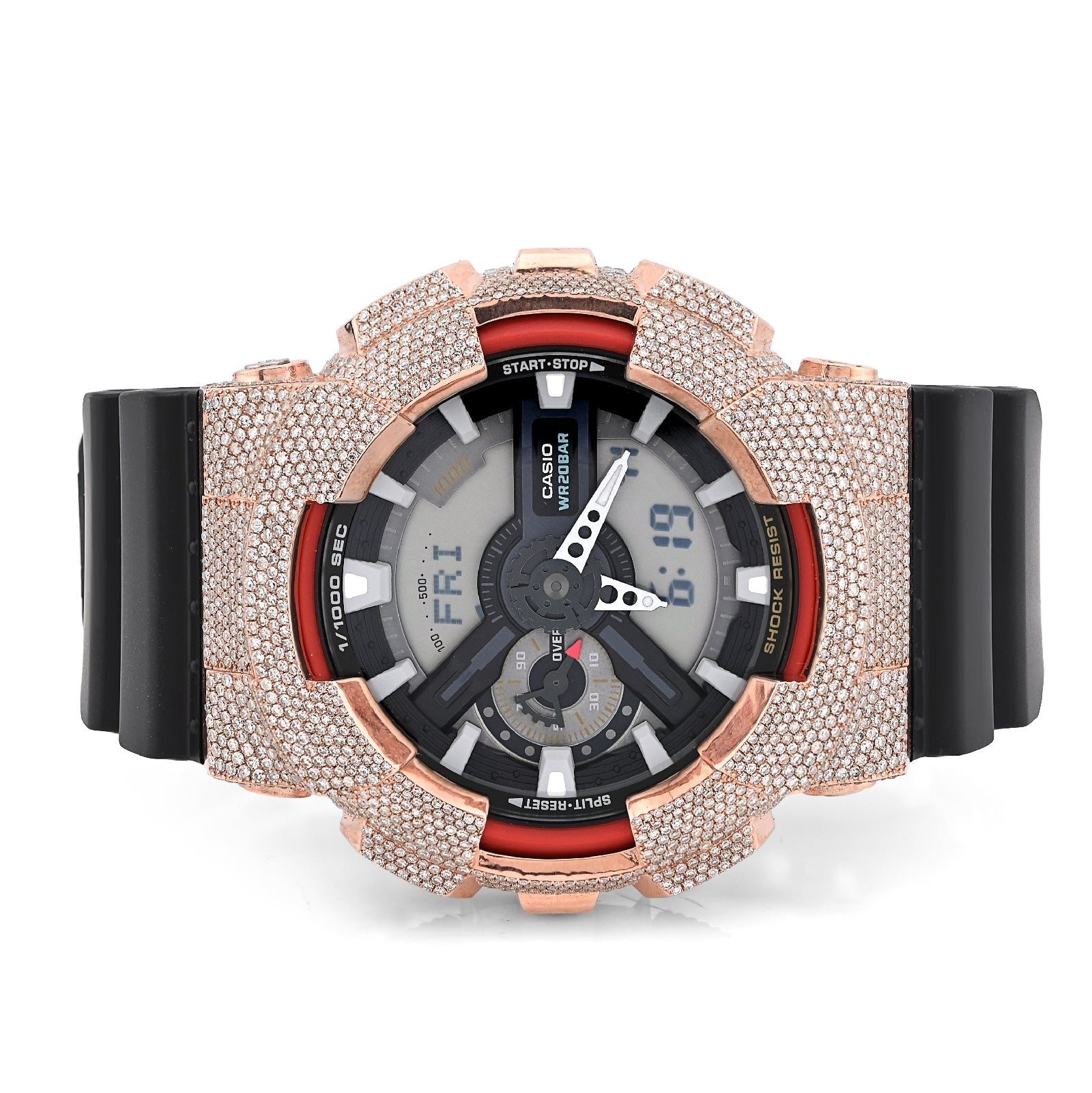 G - Shock GA110 Rose 5.40CT Natural Diamond Grey Dial Dual Lock Black Strap Men Watch - Elite Jewelers - Luxury Watch