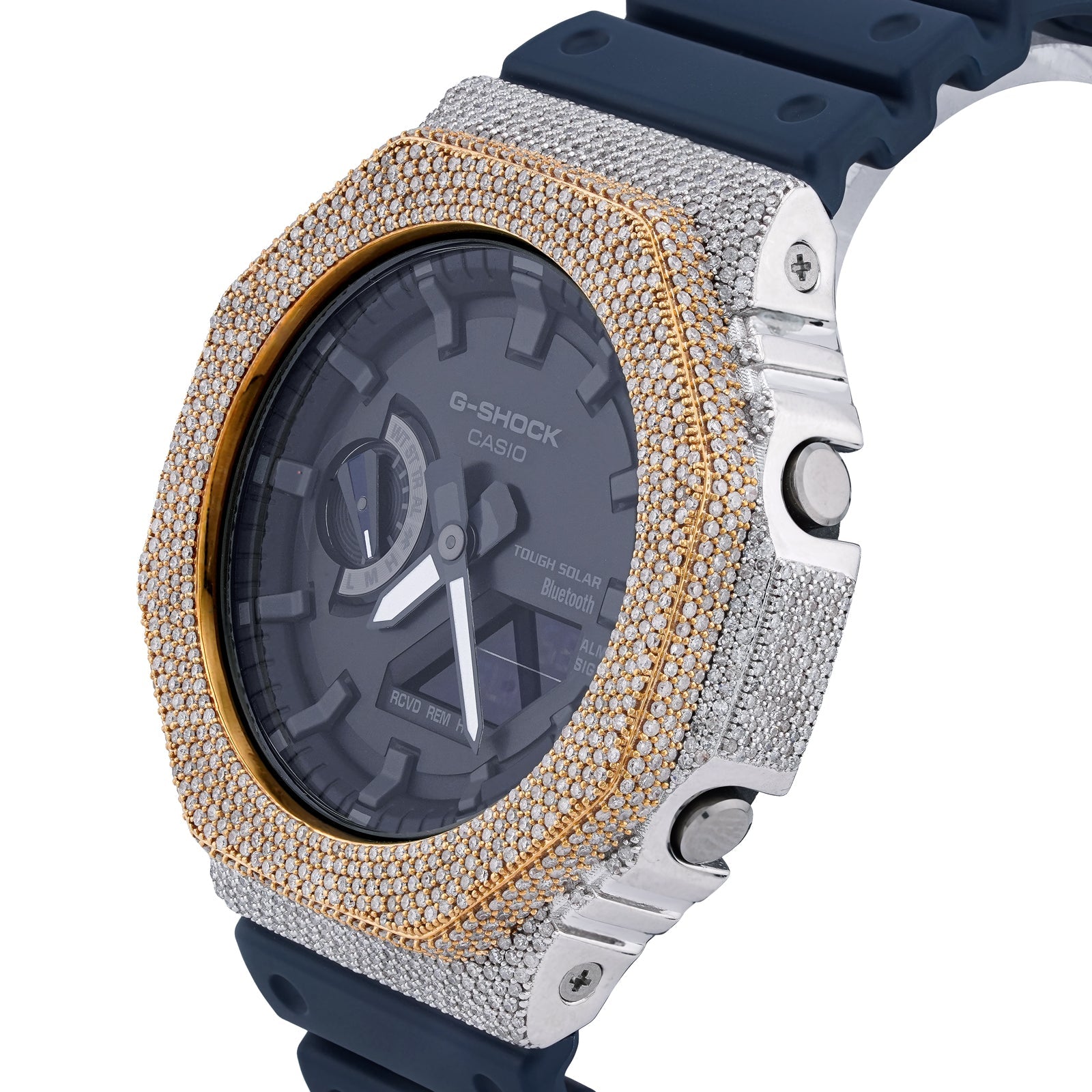 G-Shock GA2100 4.6CT Natural Diamond Two-Tone Yellow/White Blue Band Watch - Elite Jewelers-Luxury Watch