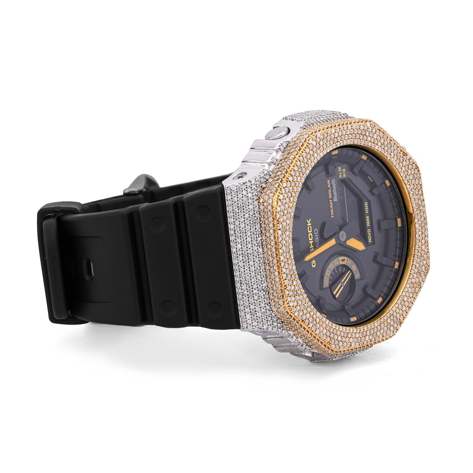G-Shock GA2100 4.6CT Natural Diamond Two-Tone Yellow/White Yellow Dial Watch - Elite Jewelers-Luxury Watch