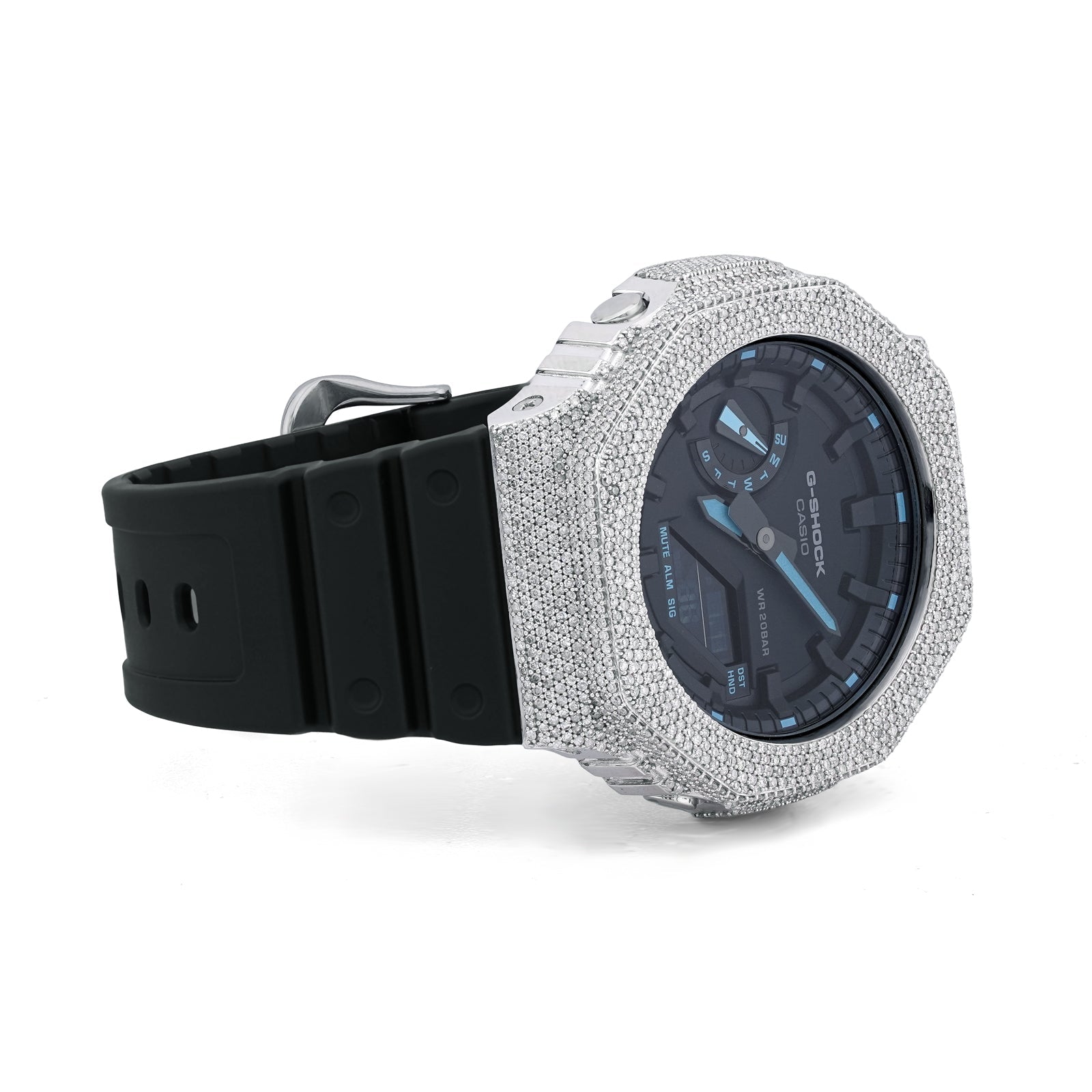 G-Shock GA2100 4.6CT Natural Diamond White Bezel Black Band/Dial Watch - Elite Jewelers-Luxury Watch