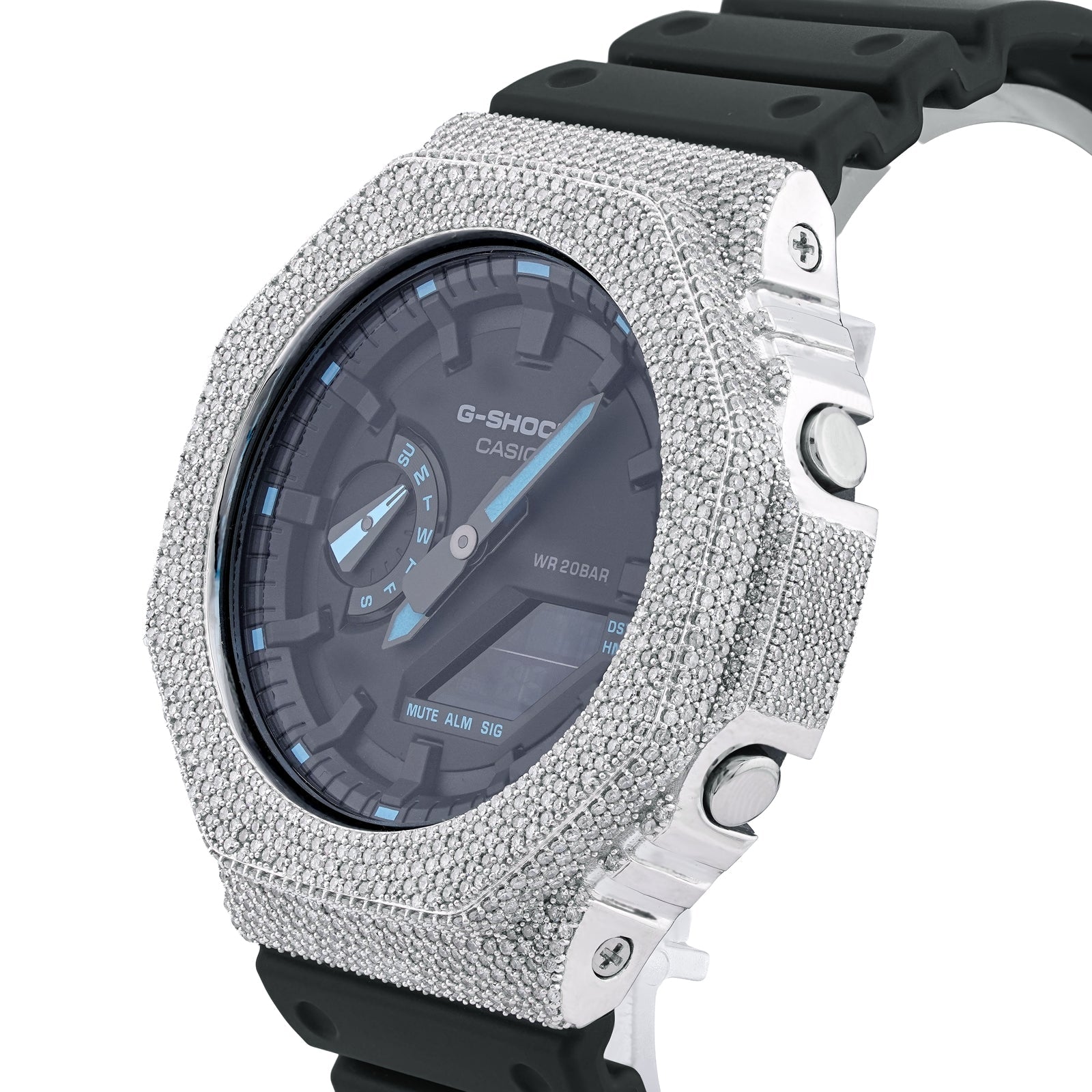 G-Shock GA2100 4.6CT Natural Diamond White Bezel Black Band/Dial Watch - Elite Jewelers-Luxury Watch