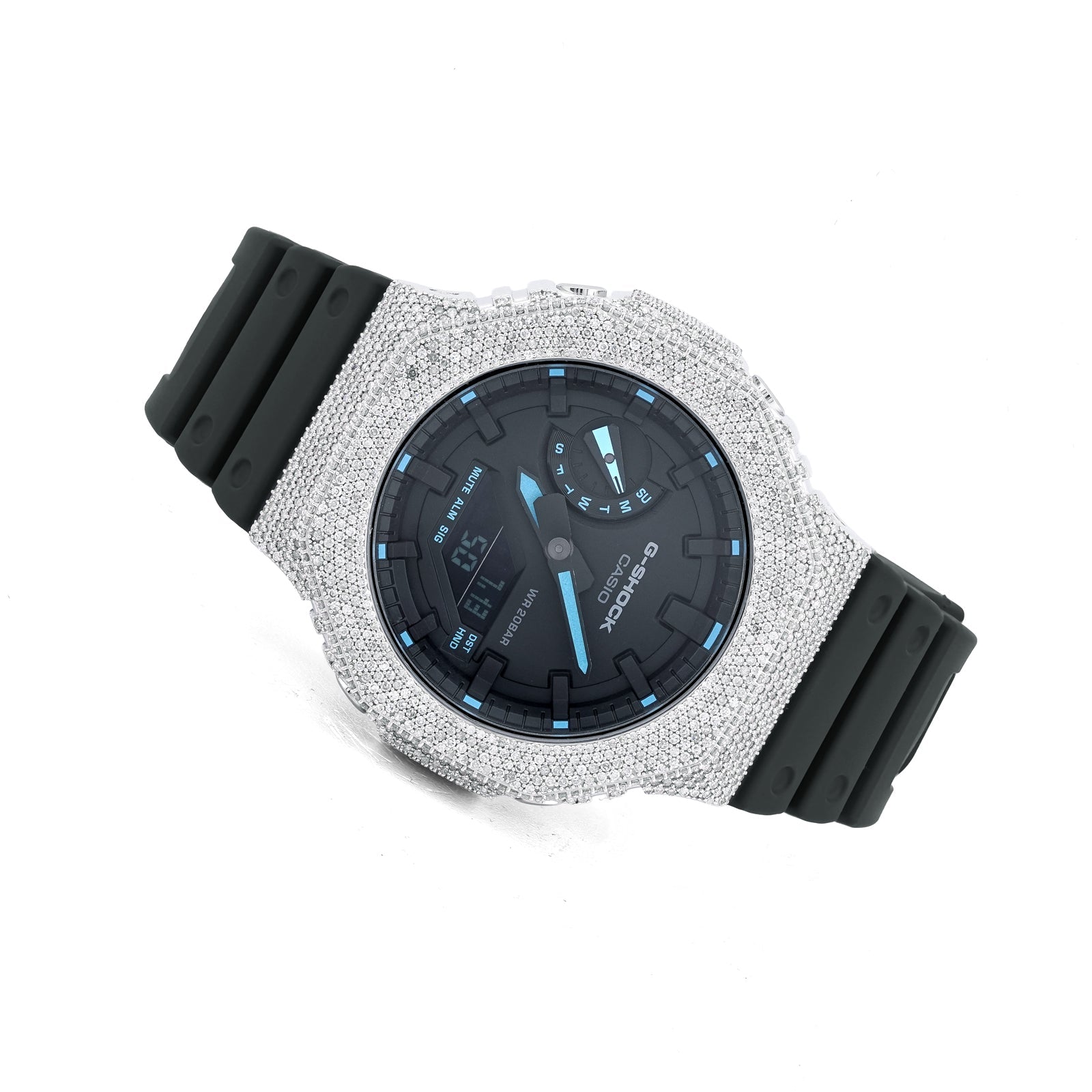 G-Shock GA2100 4.6CT Natural Diamond White Bezel Black Band/Dial Watch - Elite Jewelers-Luxury Watch