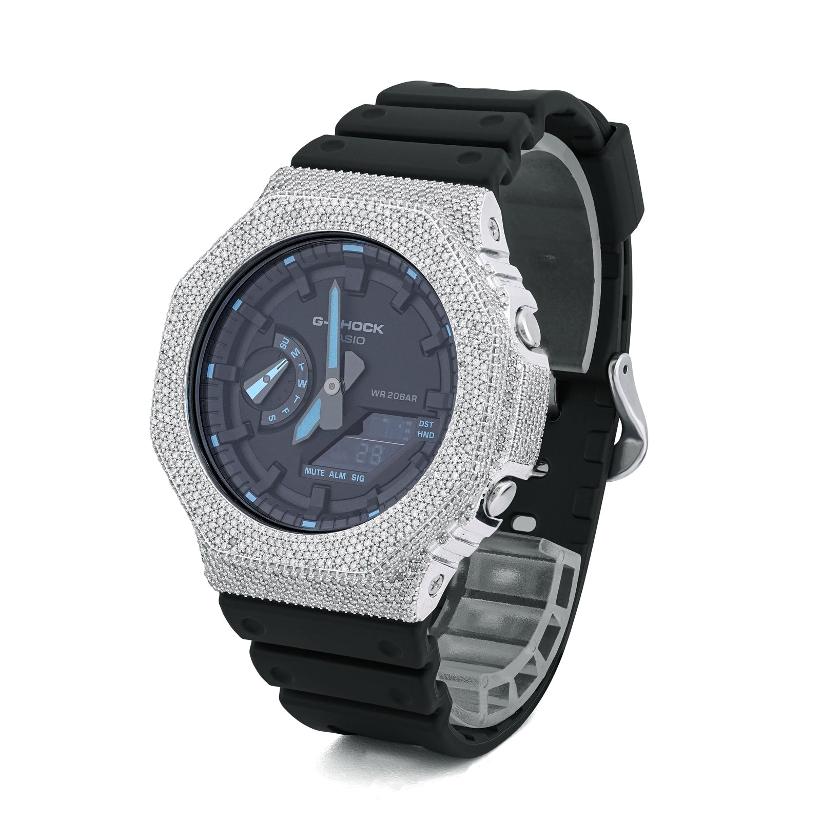 G-Shock GA2100 4.6CT Natural Diamond White Bezel Black Band/Dial Watch - Elite Jewelers-Luxury Watch