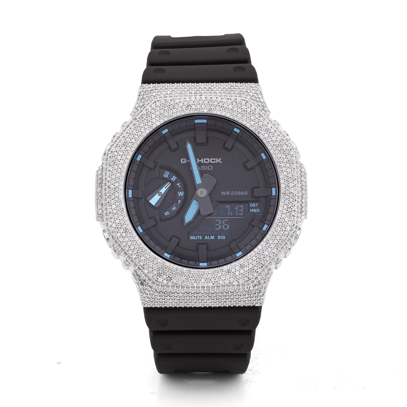 G-Shock GA2100 4.6CT Natural Diamond White Bezel Black Band/Dial Watch - Elite Jewelers-Luxury Watch