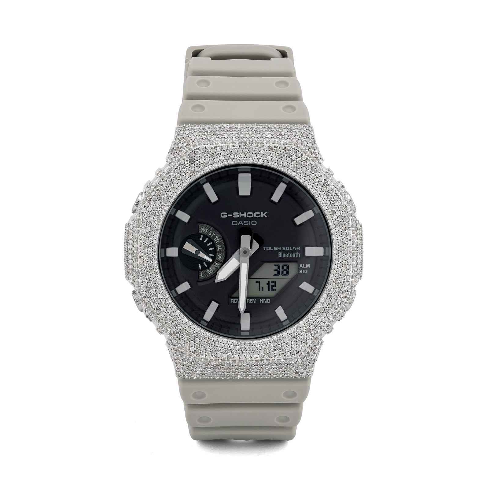 G-Shock GA2100 4.6CT Natural Diamond White Bezel Gray Band Watch - Elite Jewelers-Luxury Watch