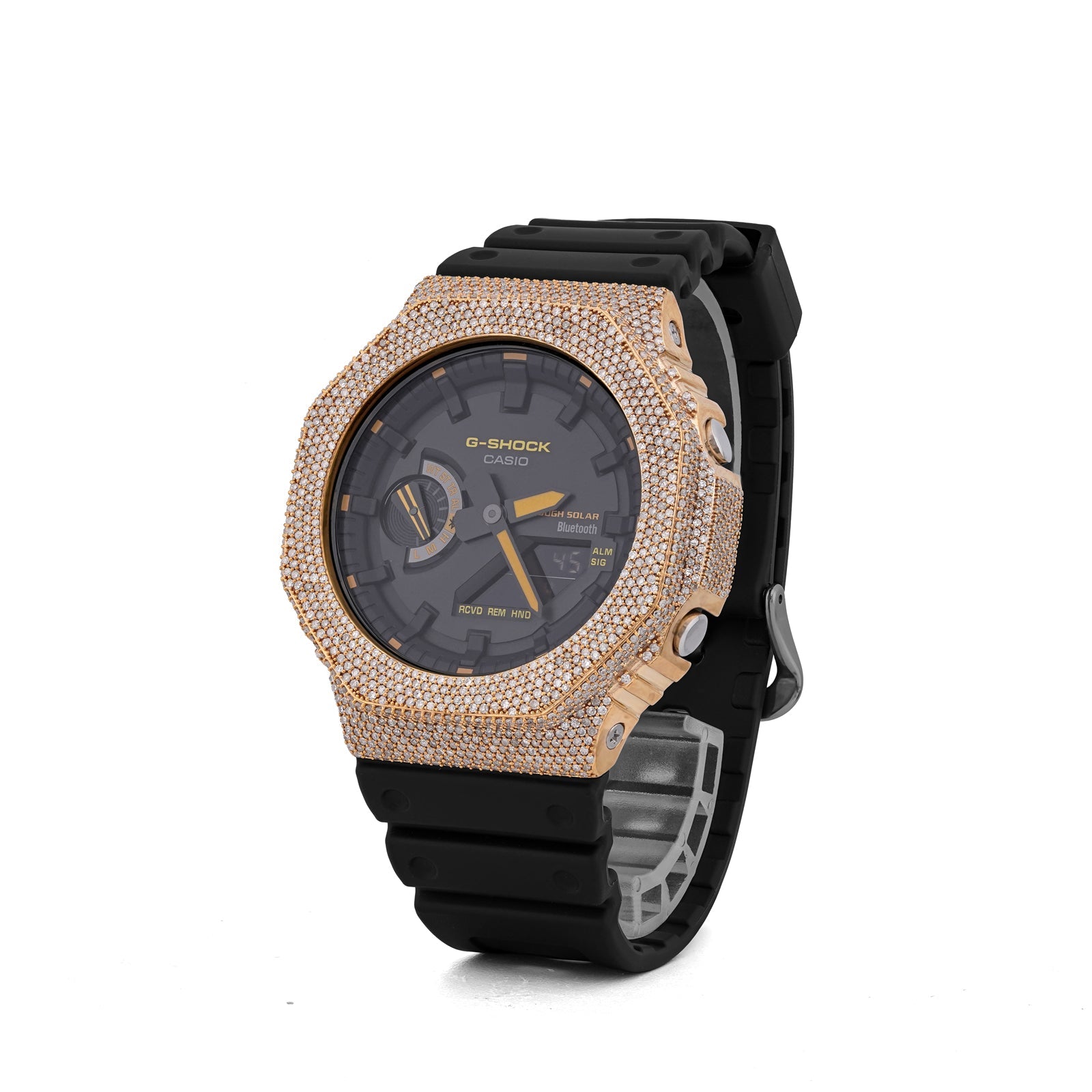 G-Shock GA2100 4.6CT Natural Diamond Yellow Bezel Yellow Dial Watch - Elite Jewelers-Luxury Watch