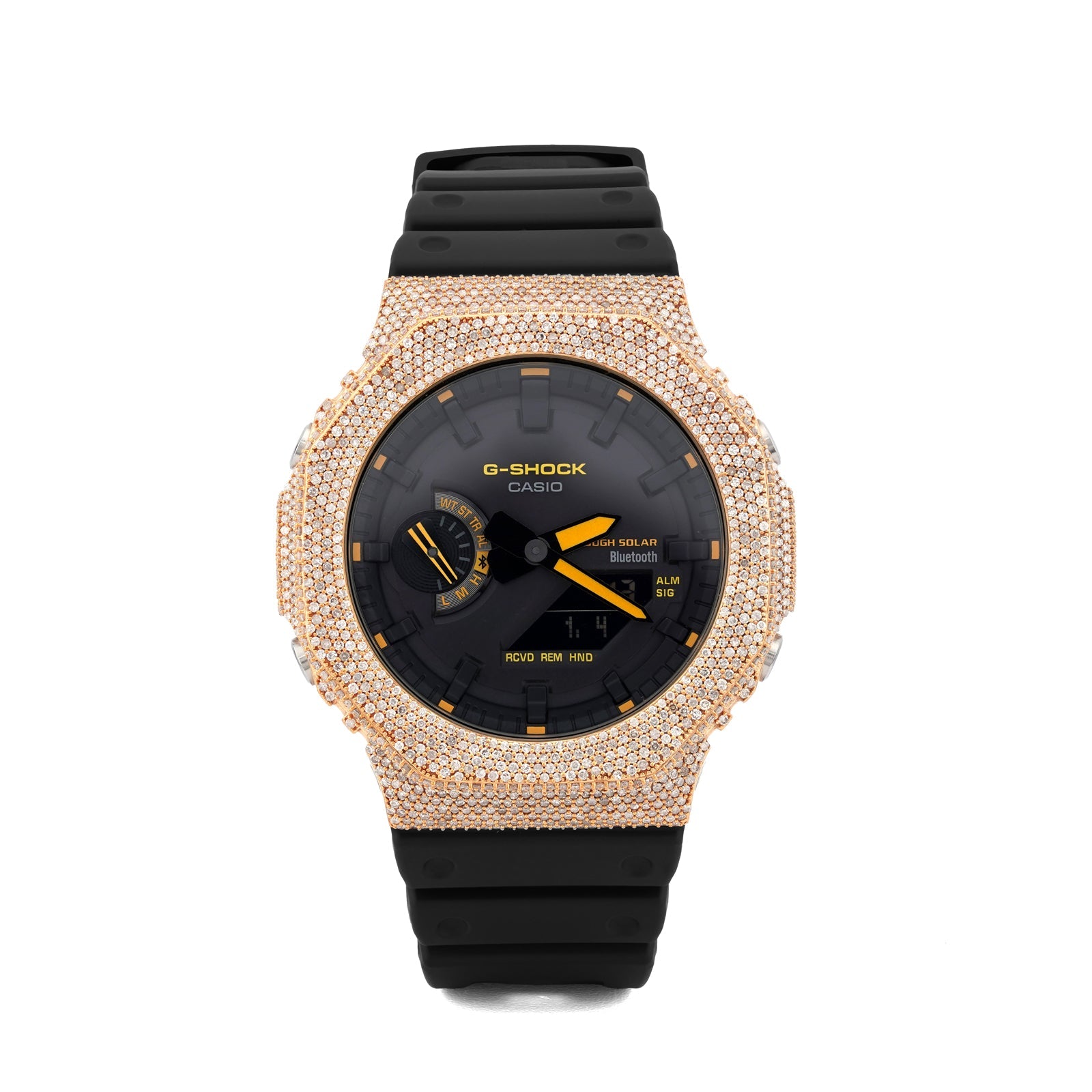 G-Shock GA2100 4.6CT Natural Diamond Yellow Bezel Yellow Dial Watch - Elite Jewelers-Luxury Watch