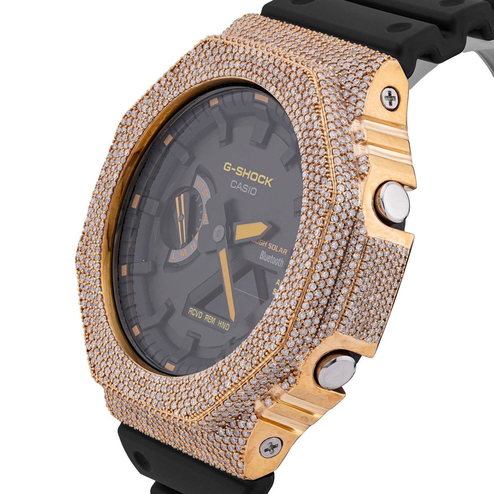 G-Shock GA2100 4.6CT Natural Diamond Yellow Bezel Yellow Dial Watch - Elite Jewelers-Luxury Watch