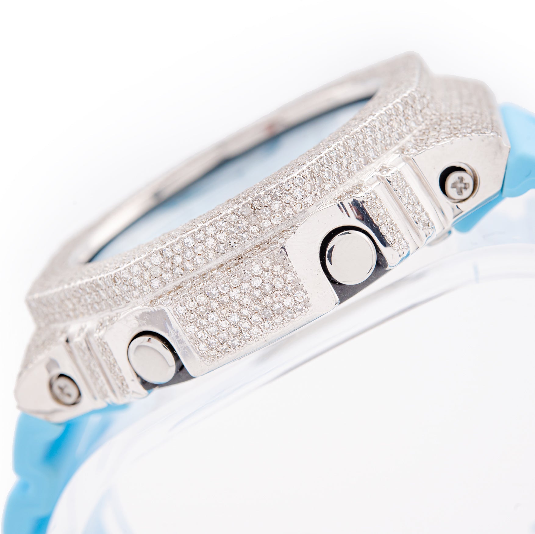 G - Shock GM2100 Blue Dial Custom Iced - Out with 5.40 CTW White Diamonds - Elite Jewelers - Luxury Watch