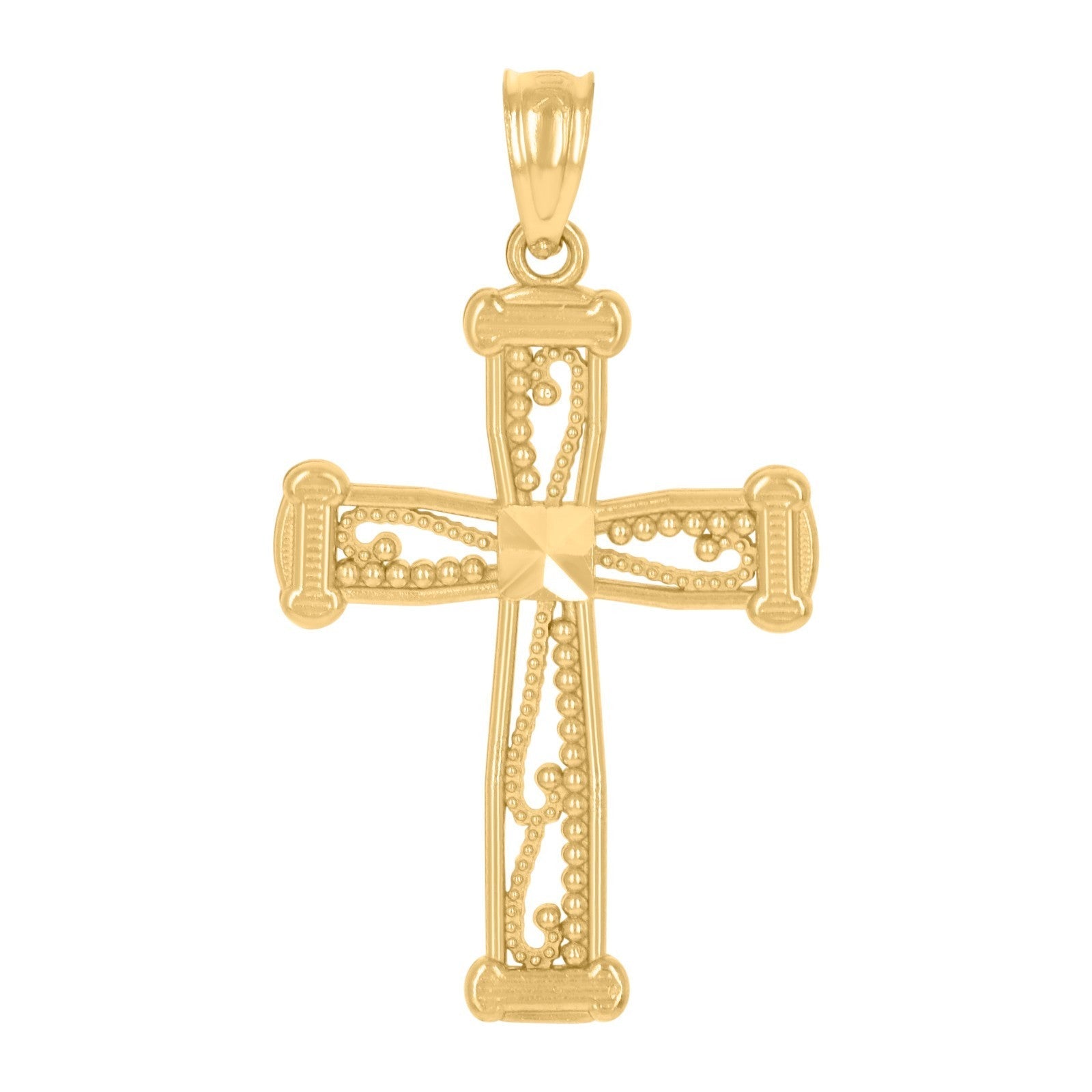 Genuine 10k Yellow & White Gold Unisex Cross Religious 1.3gms Pendant - Elite Jewelers - Charms & Pendants
