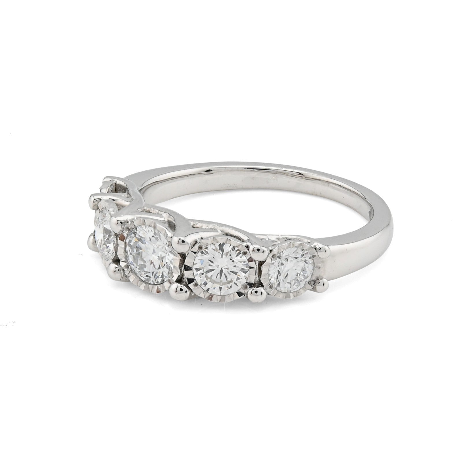 Ladies 925 Sterling Silver 1CTW Lab Round Diamond 5 - Stone Anniversary Band Ring - Elite Jewelers - Rings