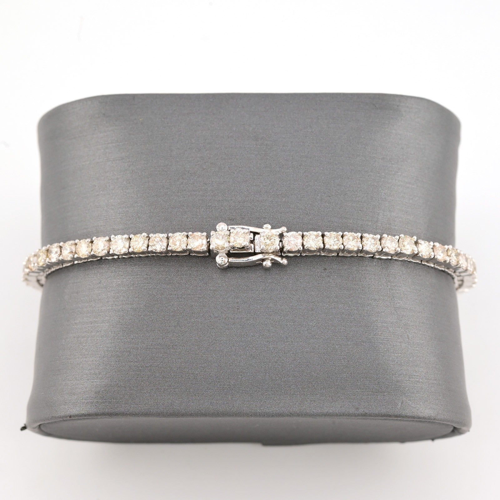 Men 3MM 10k White Gold 11.2g 5.5CTW Natural Round Diamond Tennis Bracelet 7 Inch - Elite Jewelers - Bracelets