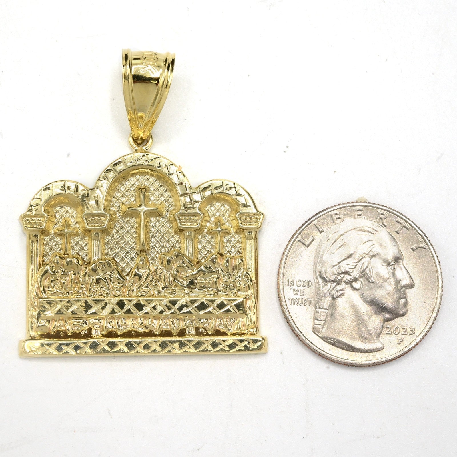 Mens 10k Yellow Gold Apostles Last Supper Pendant 5.7g Religious Charm For Chain - Elite Jewelers - Charms & Pendants