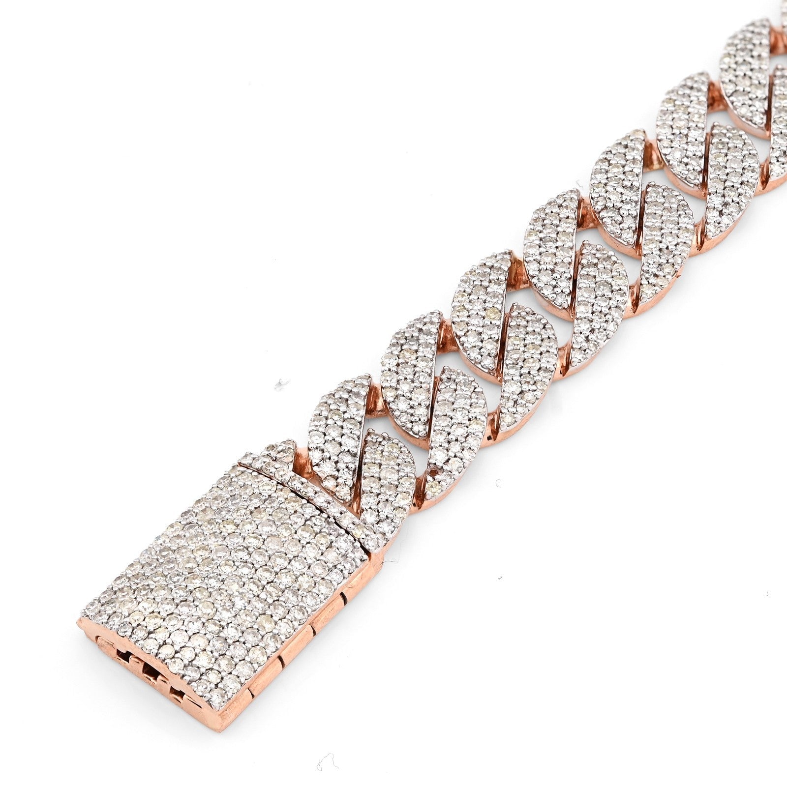 Mens 10MM 10k Rose Gold 26.2g 6.32CTW Natural Diamond Cuban Link Bracelet 8 Inch - Elite Jewelers - Bracelets