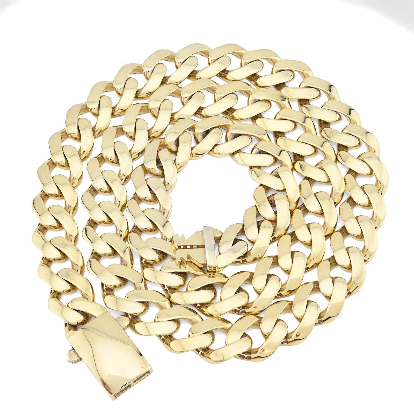 Mens 13MM Cuban Link Chain 1/10th 10k Yellow Gold Bonded 925 24In 45.9g Necklace - Elite Jewelers - Necklaces & Chains