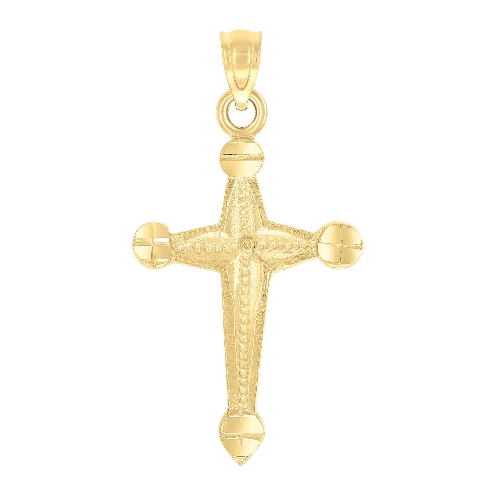 Mens Womens 10k Yellow Gold Cross Religious Charm Diamond Cut Pendant 1.1gms - Elite Jewelers - Charms & Pendants