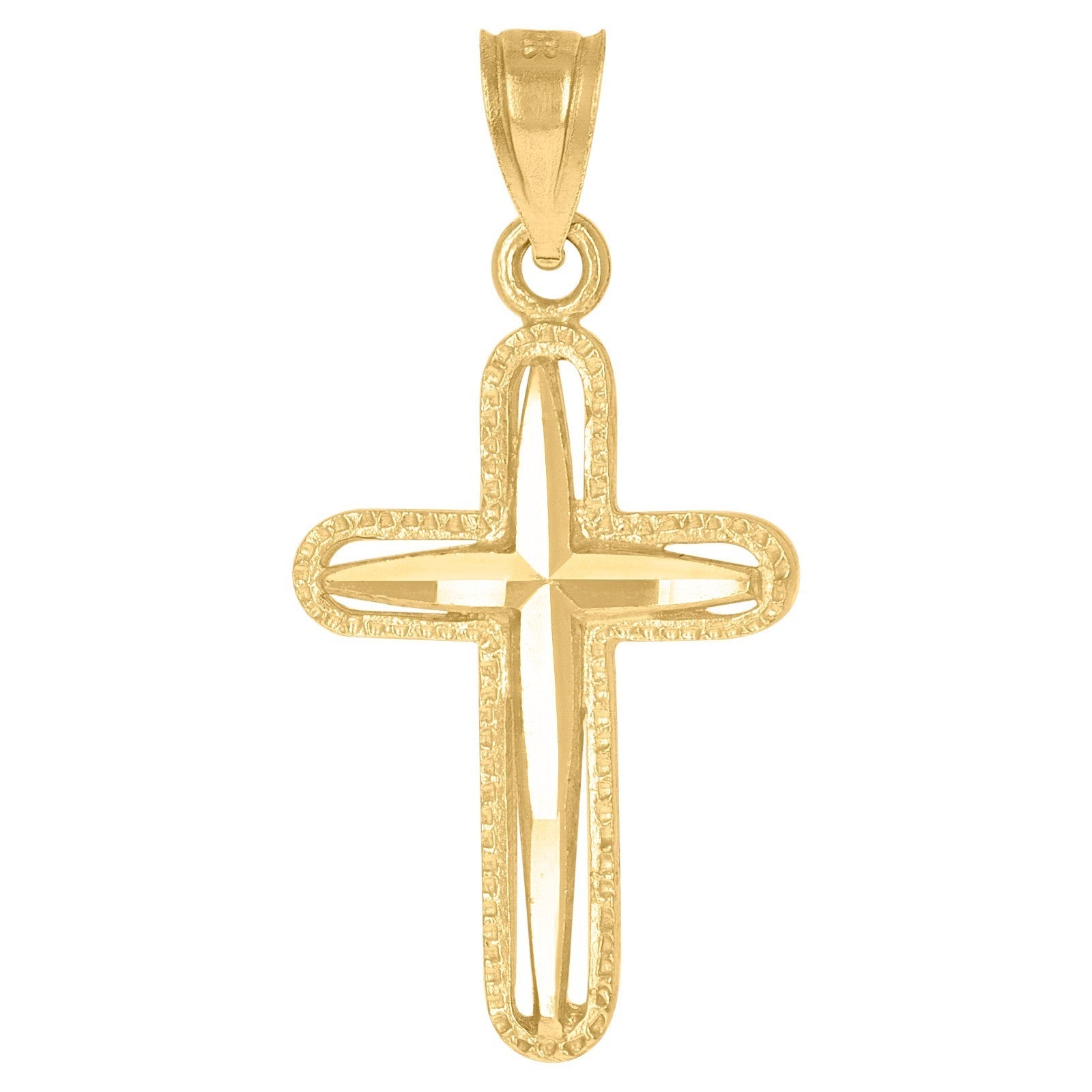 Mens Womens Pure 10k Yellow Gold Diamond - Cut Cross Religious Charm 1.6g Pendant - Elite Jewelers - Charms & Pendants