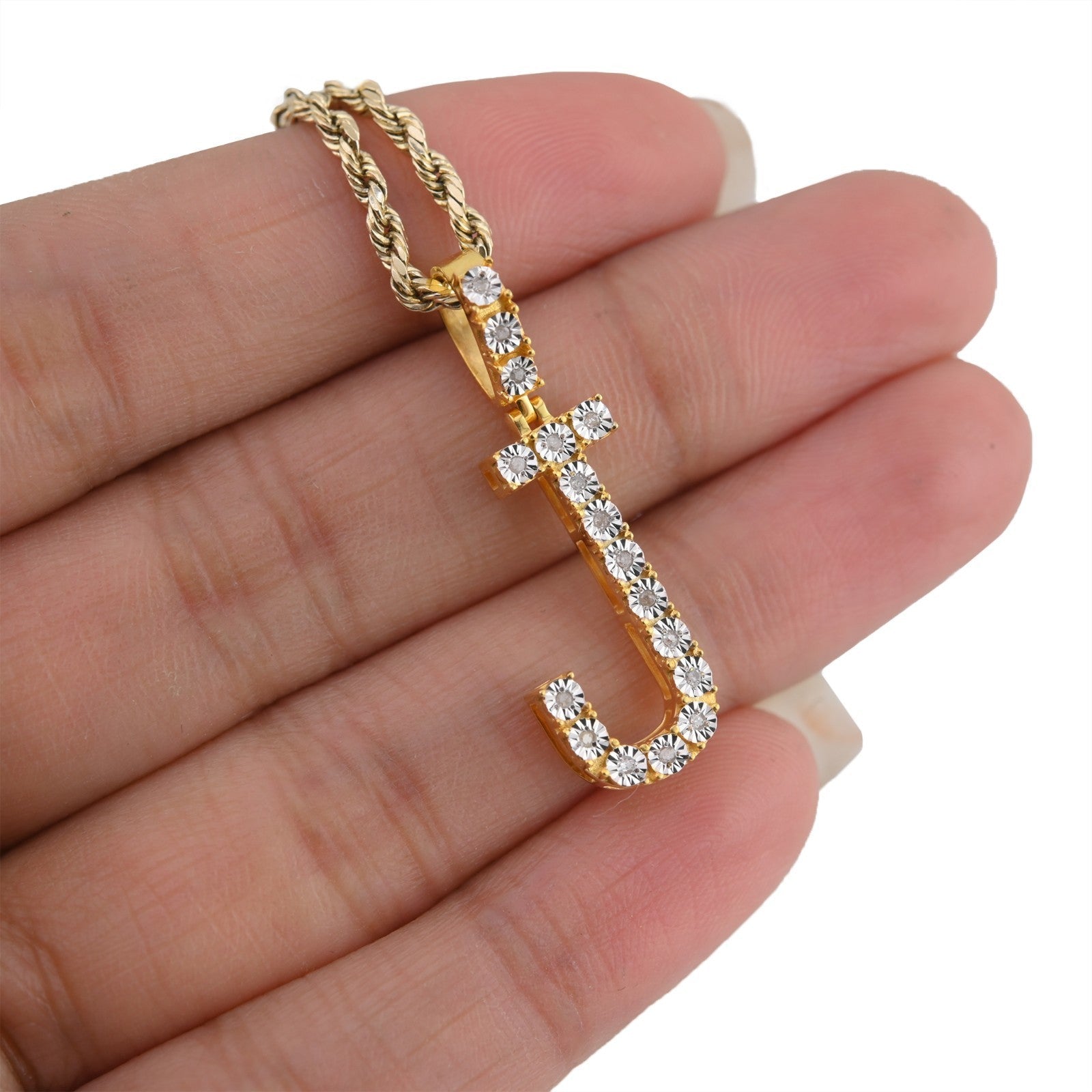 Plated 925 Sterling Silver Natural Diamond Pendant 2 grams Charm A to Z Initials - Elite Jewelers - Charms & Pendants