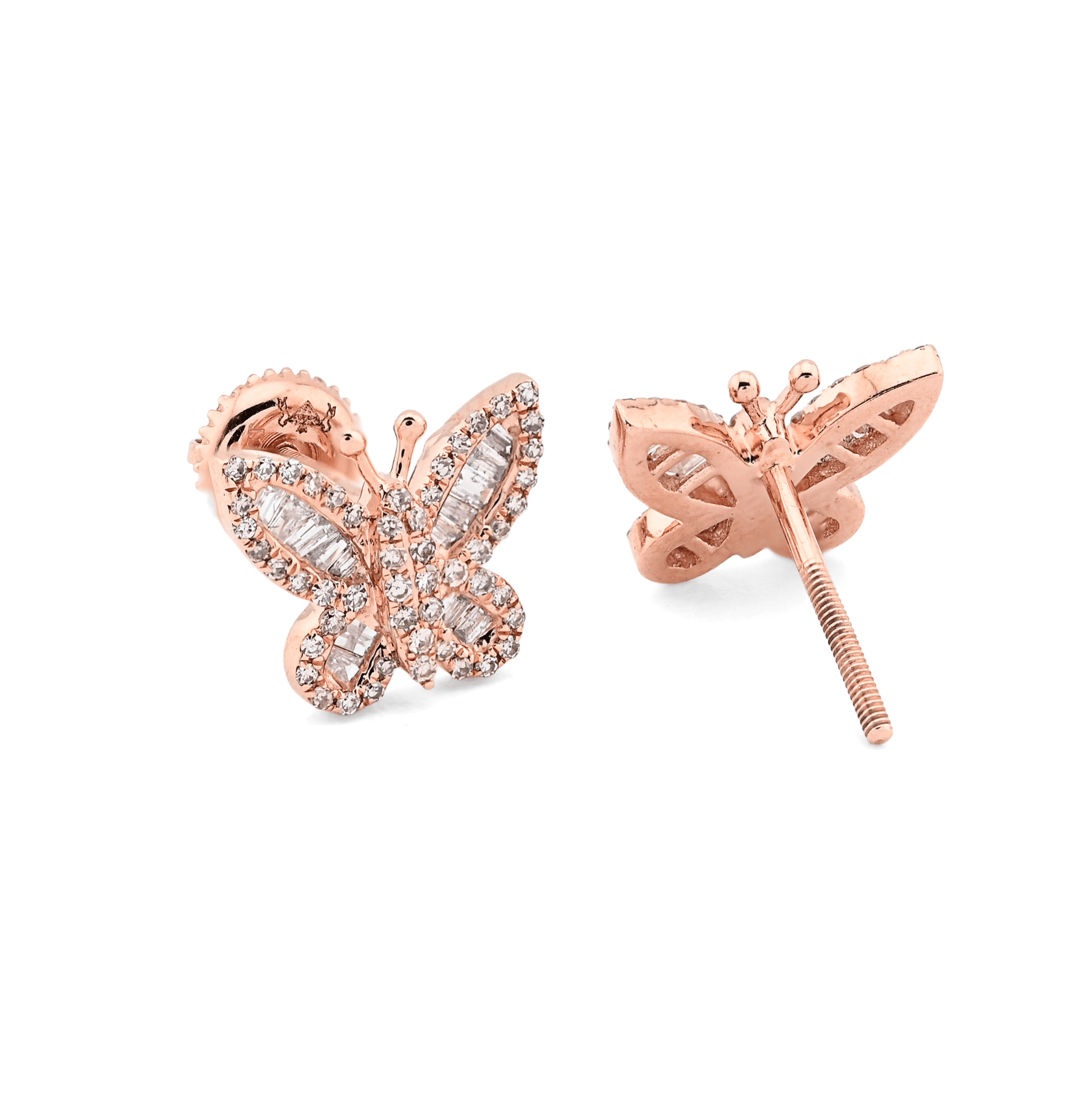 Pure 10k Rose Gold 0.46CTW Natural Diamond Butterfly 2.2g Studs Womens Earring - Elite Jewelers - Earrings