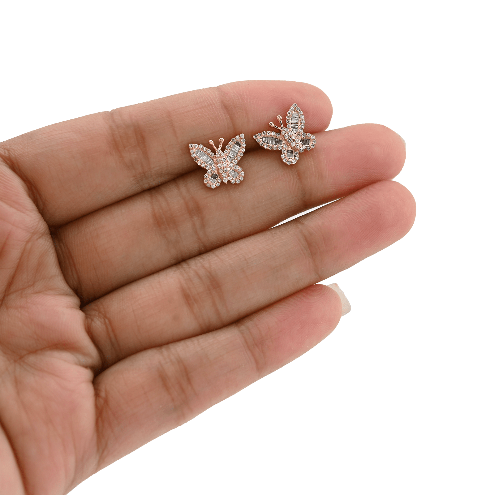 Pure 10k Rose Gold 0.46CTW Natural Diamond Butterfly 2.2g Studs Womens Earring - Elite Jewelers - Earrings