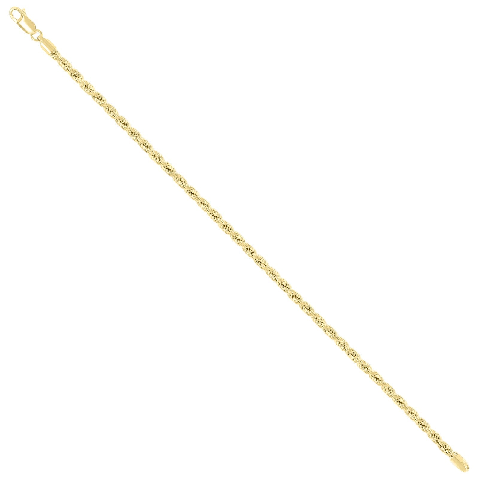 Pure 10k Stamp Yellow Gold 3mm Diamond Cut Rope Bracelet Men Women 8" Anklet - Elite Jewelers - Bracelets