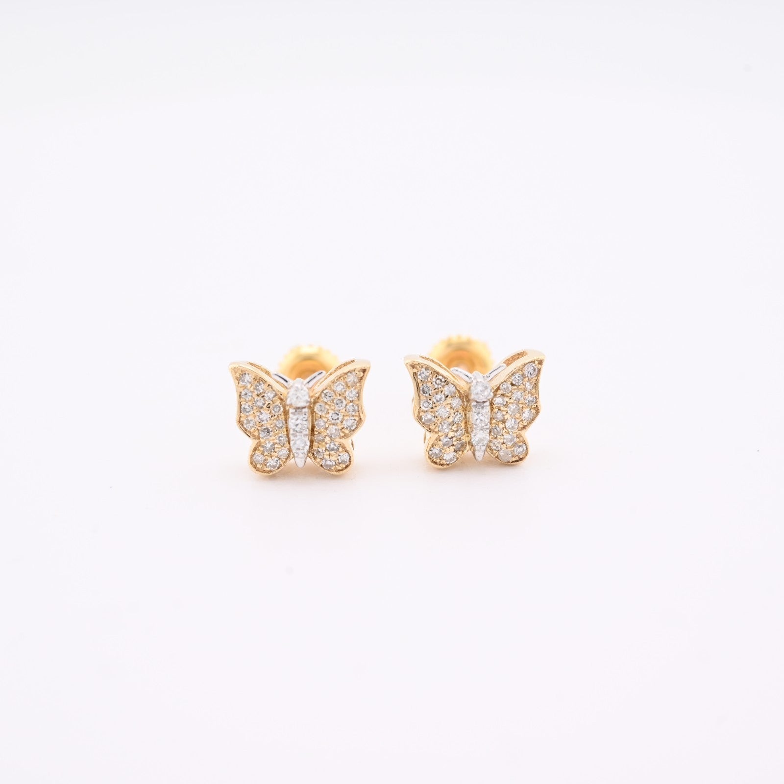 Pure 10k Yellow Gold 0.25CTW Natural Diamond 1.8g Butterfly Studs Womens Earring - Elite Jewelers - Earrings