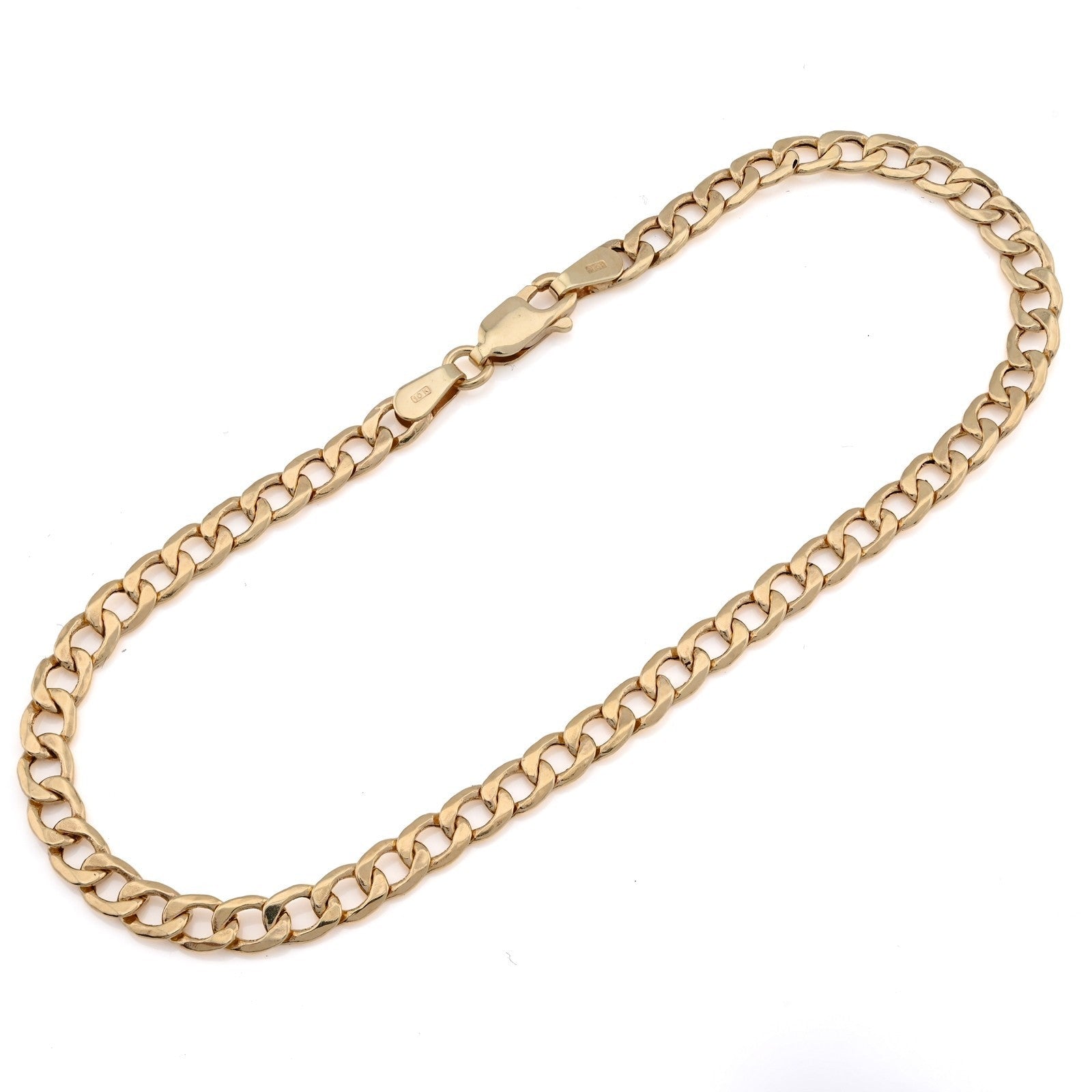 Pure 10k Yellow Gold 4MM 8 Inch 2.3gms Flat Cuban Bracelet For Mens Womens - Elite Jewelers - Bracelets