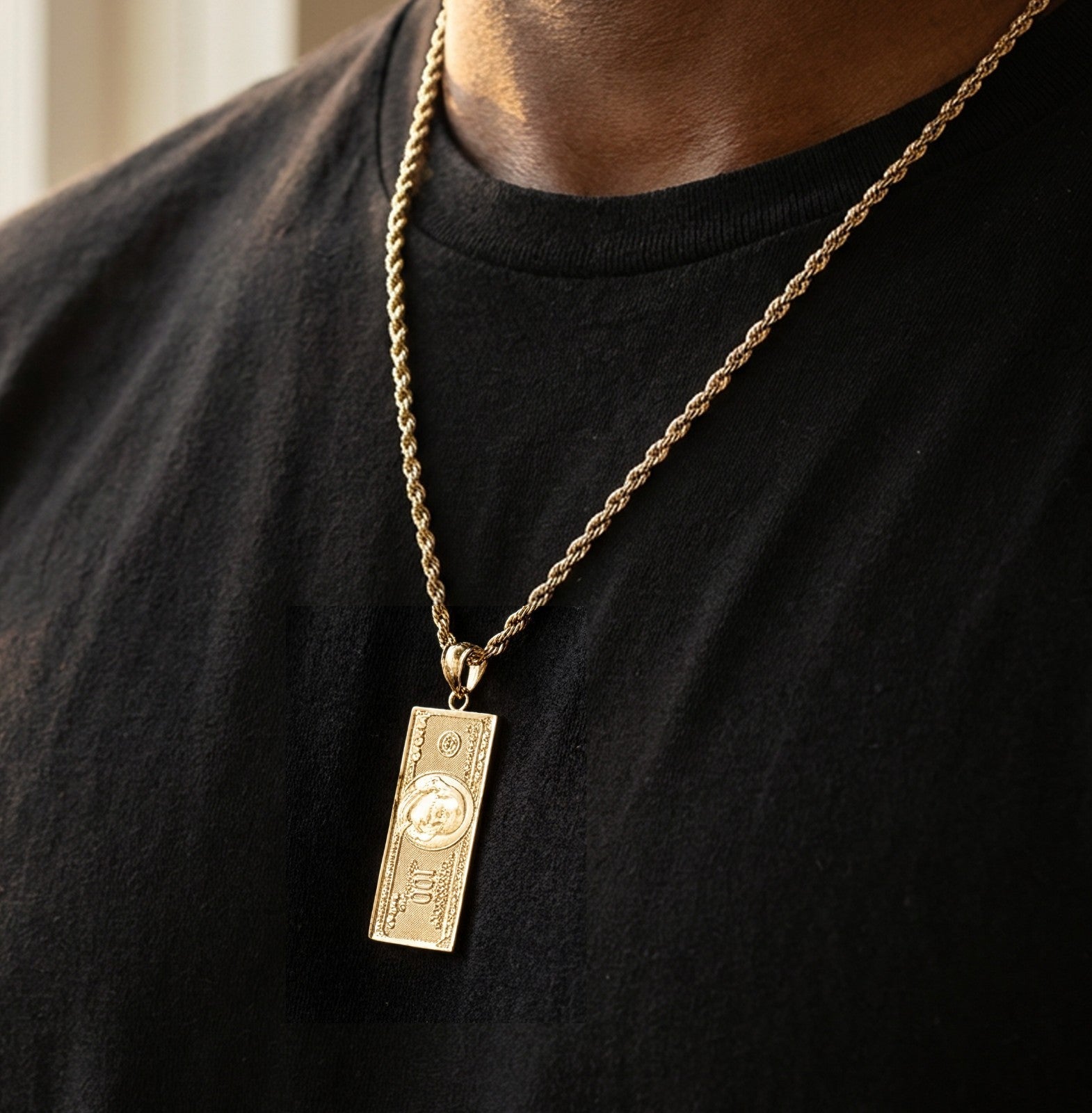 Pure 10k Yellow Gold One Hundred Dollar Bill Pendant 1.9g Money Charm For Mens - Elite Jewelers - Charms & Pendants