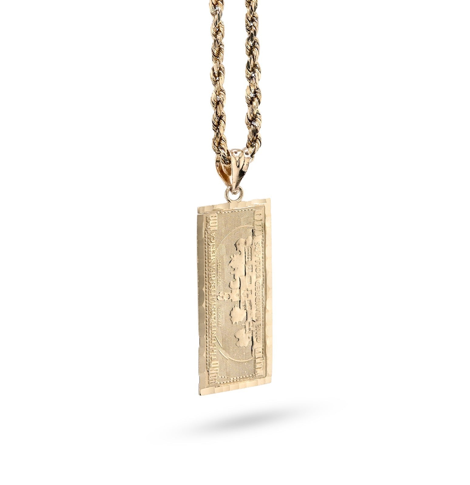 Pure 10k Yellow Gold One Hundred Dollar Bill Pendant 1.9g Money Charm For Mens - Elite Jewelers - Charms & Pendants