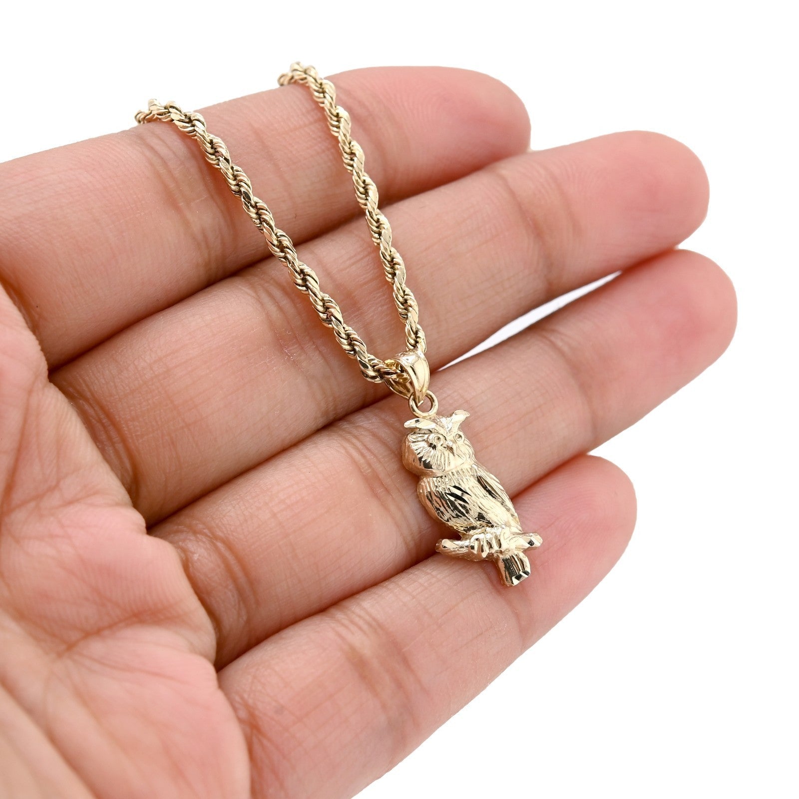 Pure 10k Yellow Gold Owl Charm 1.2gms Animal Classic Pendant For Mens Womens - Elite Jewelers - Charms & Pendants