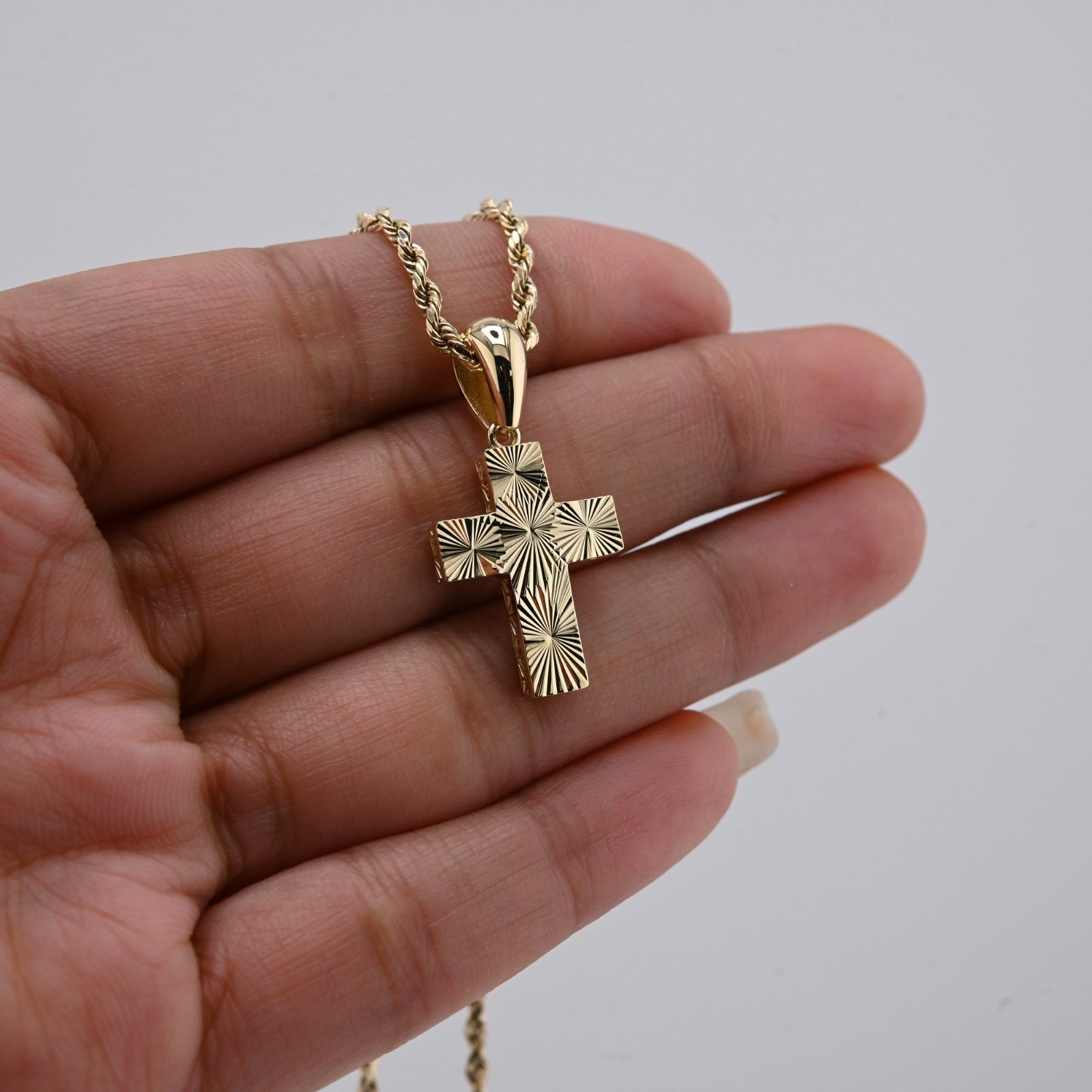 Pure 10k Yellow Gold Religious Cross Charm Pendant 1.2g Unisex Adults Charm - Elite Jewelers - Charms & Pendants