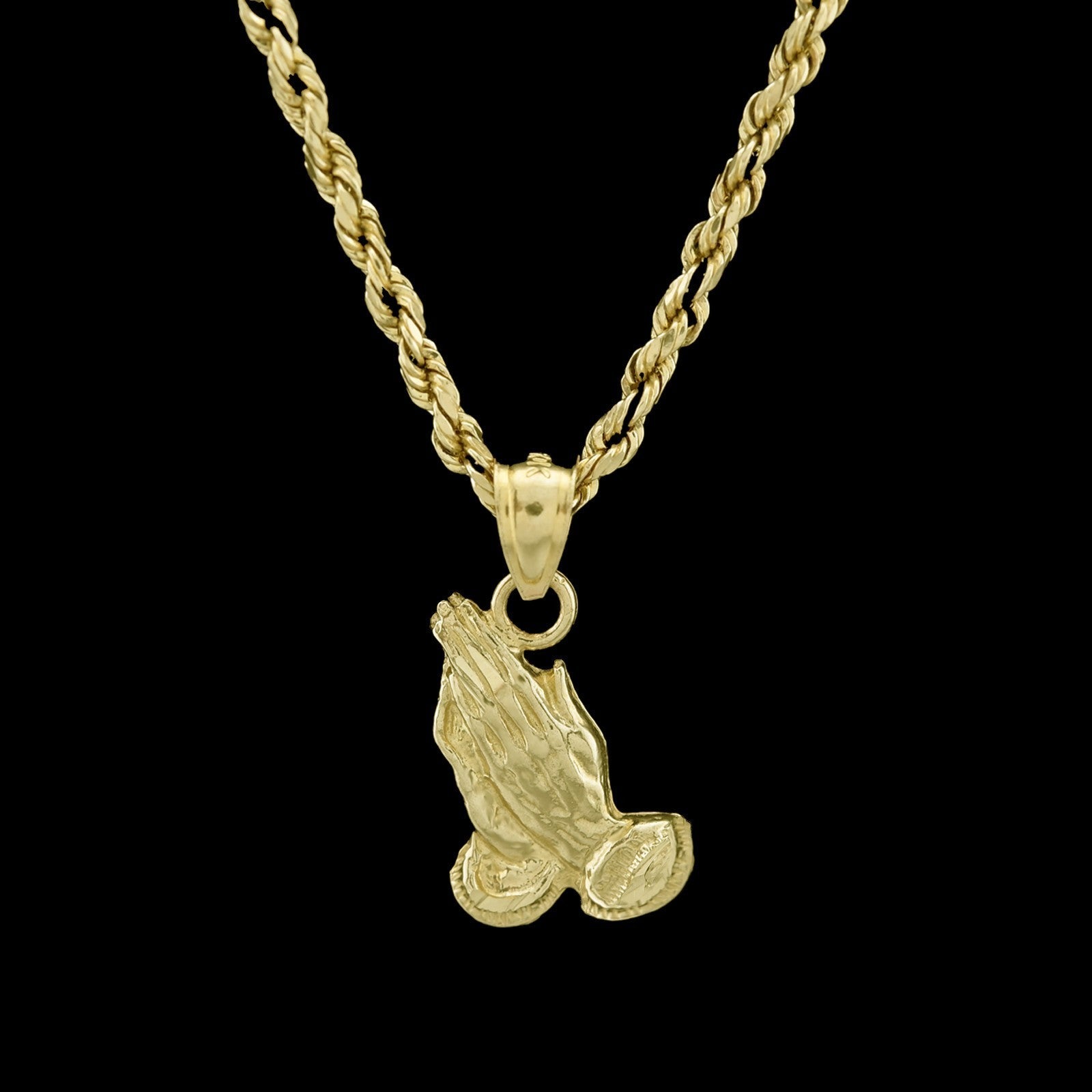 Pure 10k Yellow Gold Religious Praying Hands Pendant 1.1g Unisex Charm - Elite Jewelers - Charms & Pendants