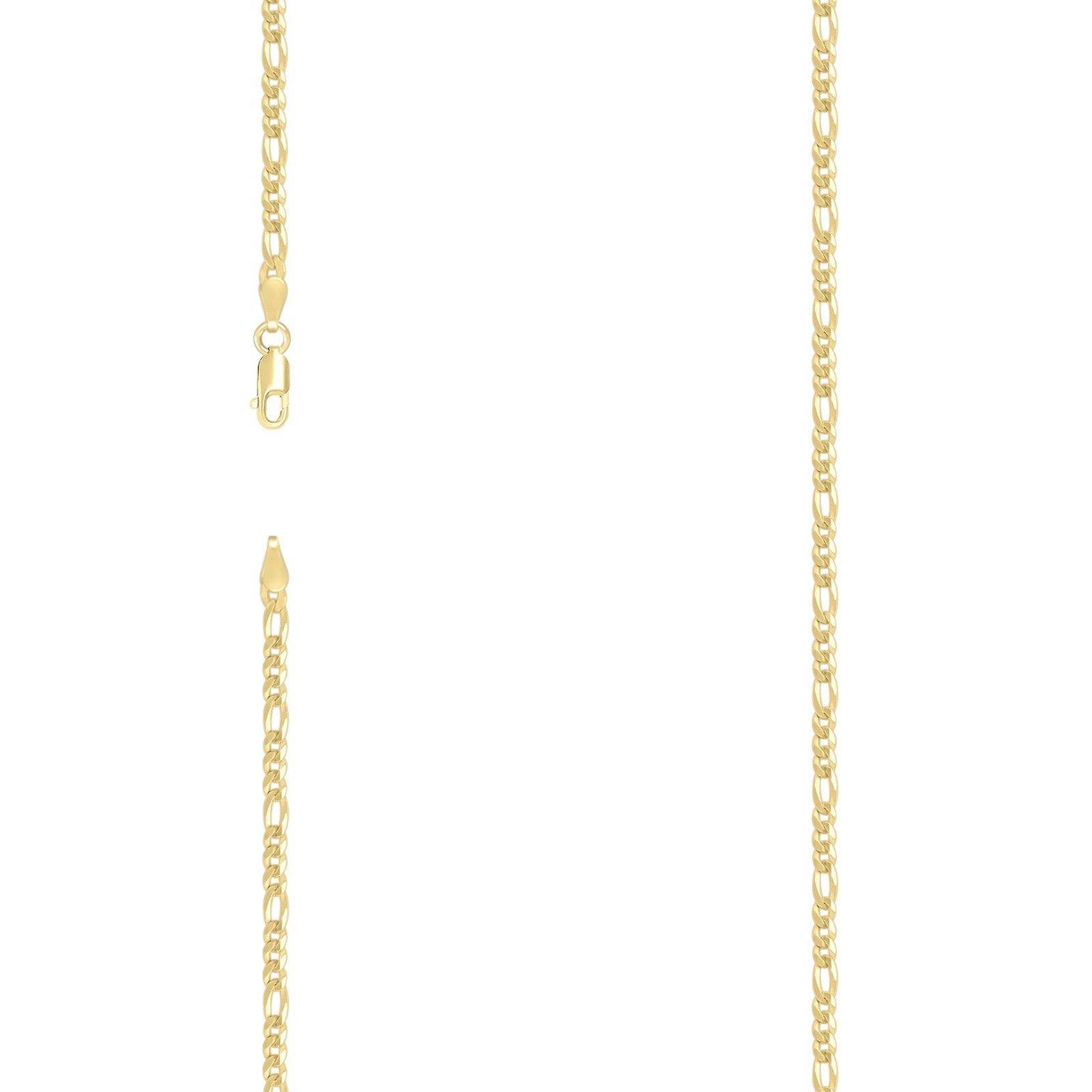 Pure 10kt Yellow Gold 3mm Super Flat Figaro Link Bracelet Men Women 8" - Elite Jewelers - Bracelets