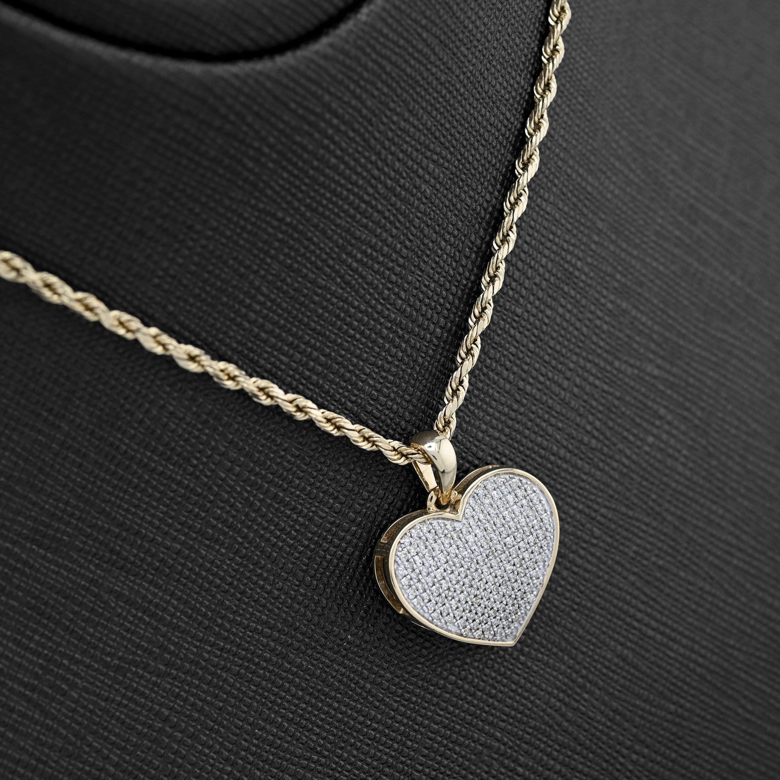 Real 10k Yellow Gold 0.45CTW Natural Diamond Heart Pendant 3.5g Womens Charm - Elite Jewelers - Charms & Pendants
