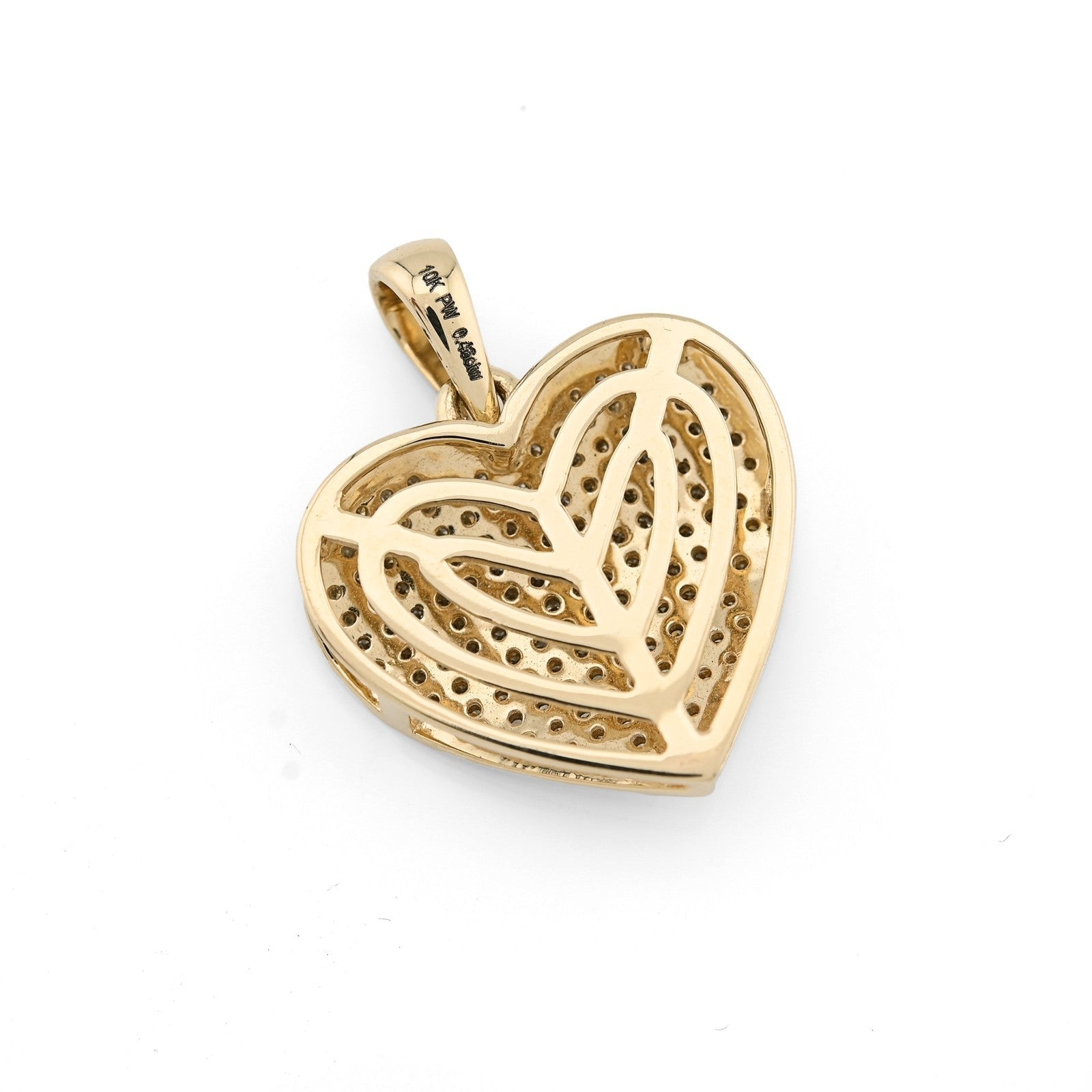 Real 10k Yellow Gold 0.45CTW Natural Diamond Heart Pendant 3.5g Womens Charm - Elite Jewelers - Charms & Pendants