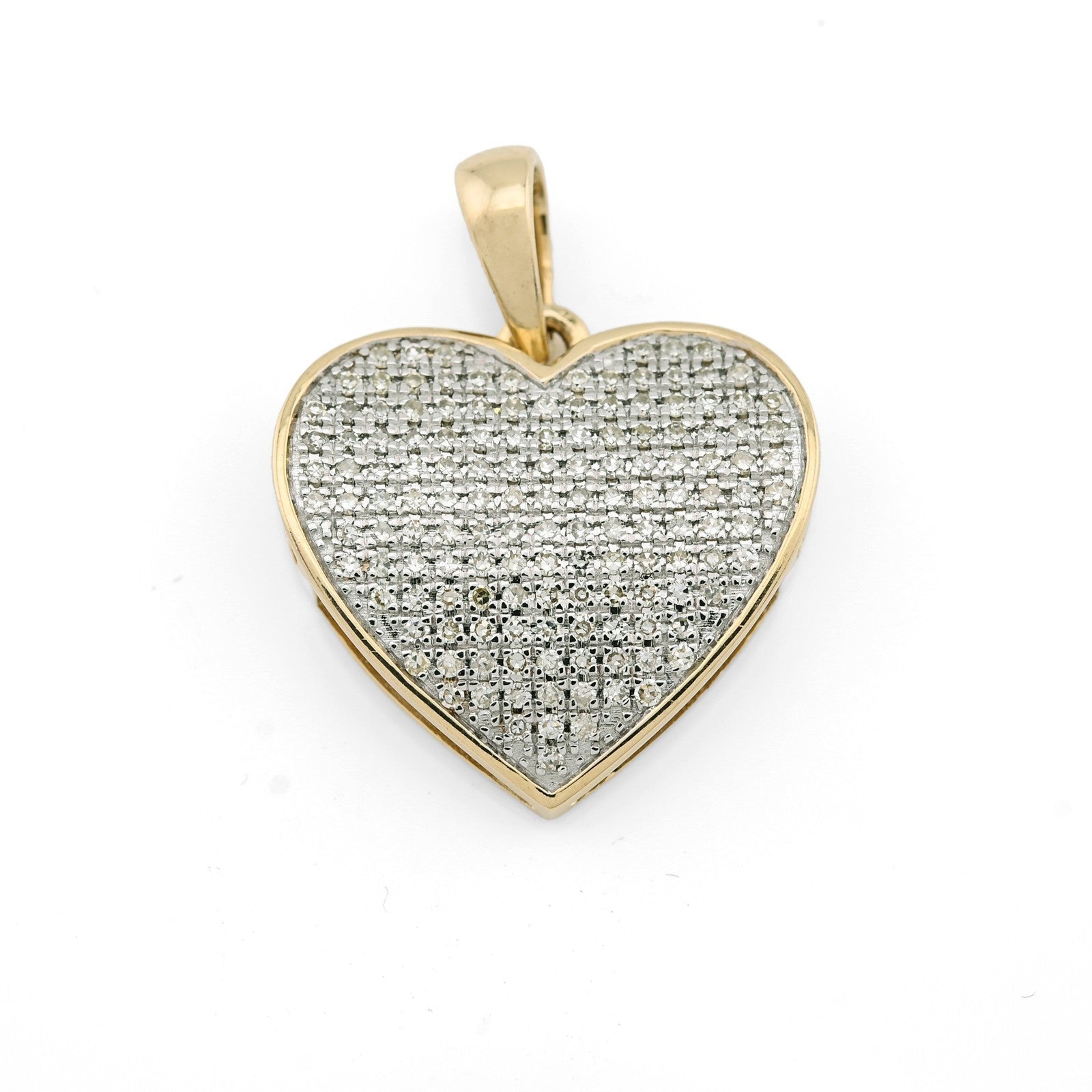 Real 10k Yellow Gold 0.45CTW Natural Diamond Heart Pendant 3.5g Womens Charm - Elite Jewelers - Charms & Pendants