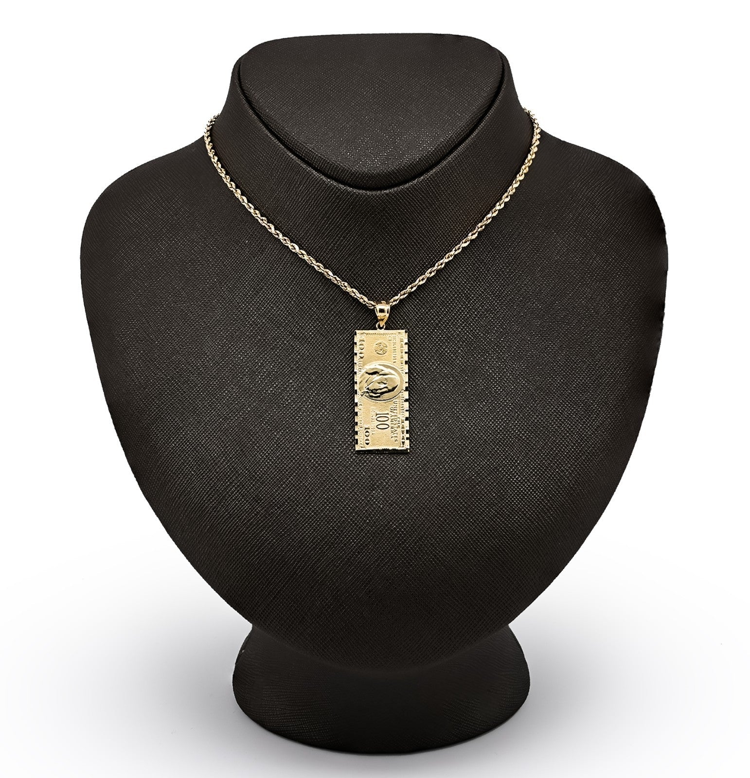 Real 10k Yellow Gold $100 Dollar Bill Money Pendant 4.3g Mens Charm For Necklace - Elite Jewelers - Charms & Pendants