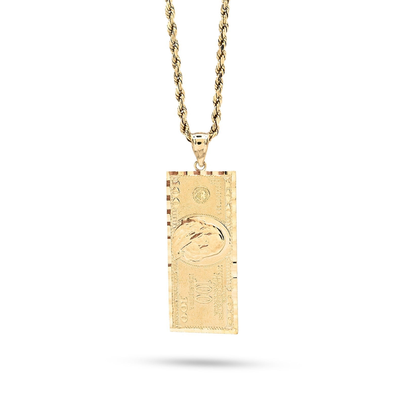 Real 10k Yellow Gold $100 Dollar Bill Money Pendant 4.3g Mens Charm For Necklace - Elite Jewelers - Charms & Pendants