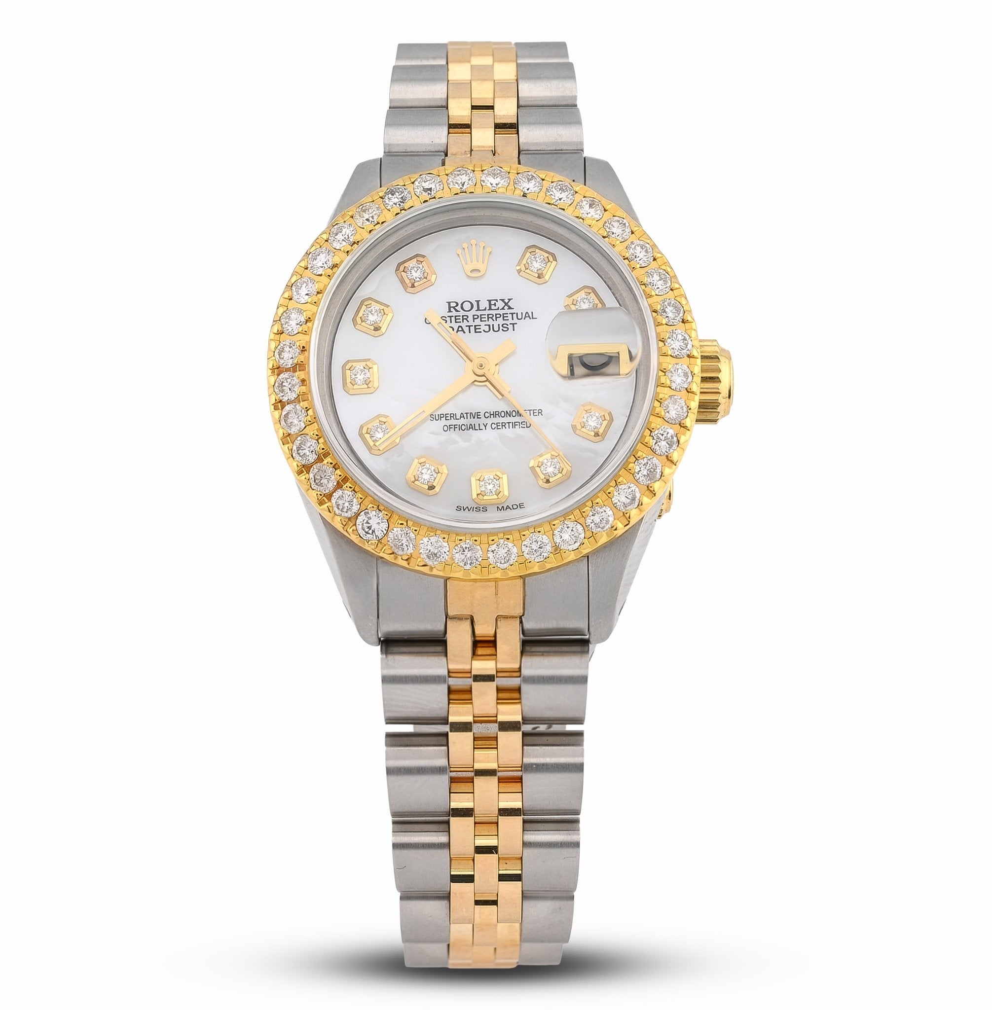 Rolex 26MM Datejust 1.25 CT Natural Diamond Bezel/Dial MOP Face 2 Tone Jubilee Band Watch - Elite Jewelers - Luxury Watch