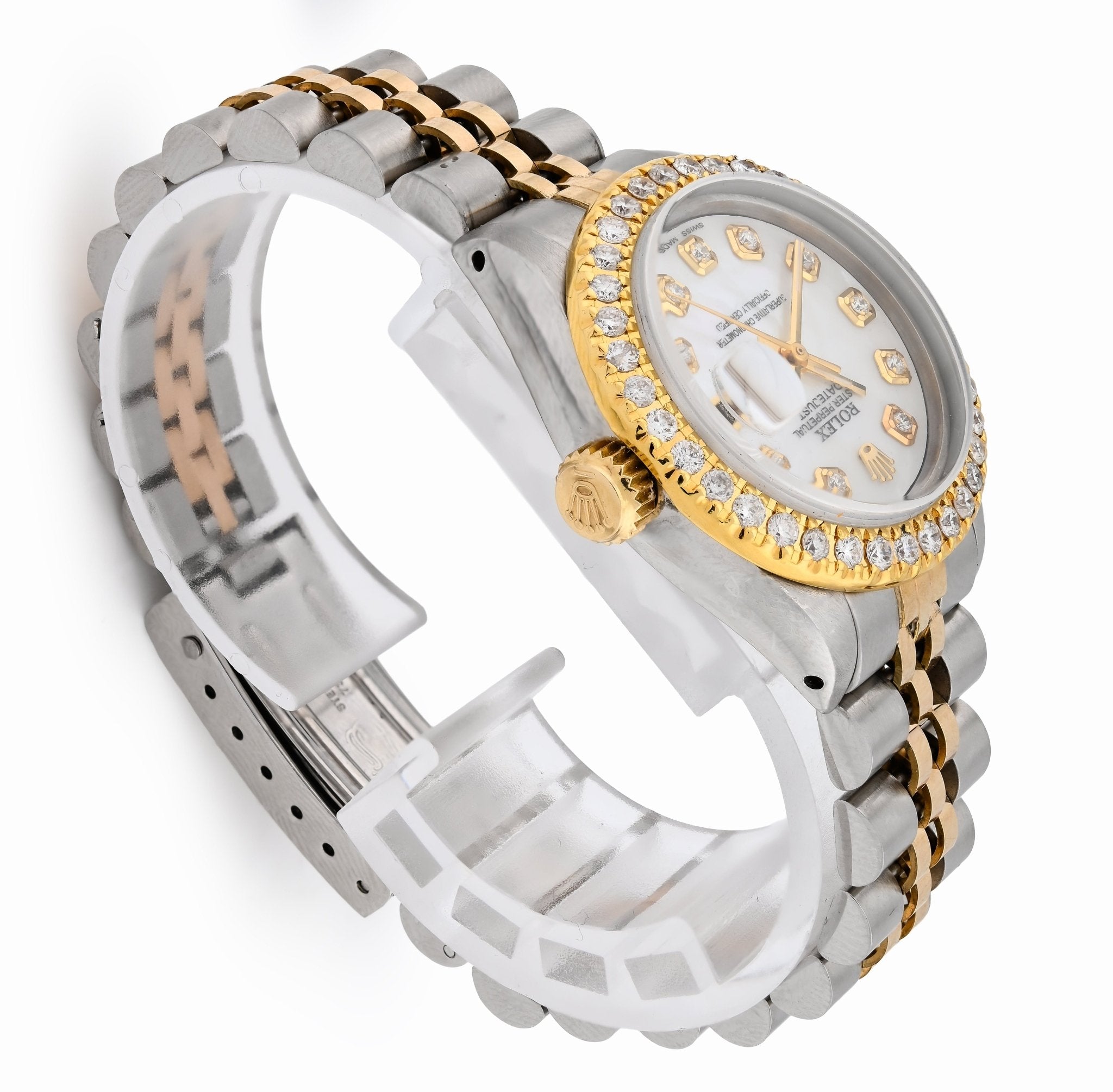 Rolex 26MM Datejust 1.25 CT Natural Diamond Bezel/Dial MOP Face 2 Tone Jubilee Band Watch - Elite Jewelers - Luxury Watch