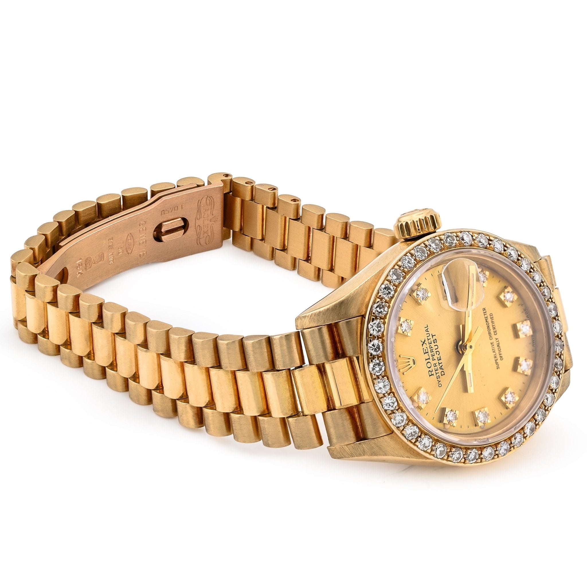 Rolex 26MM Presidential 18K Gold Diamond Bezel/Dial Champagne Face Women Watch 69178 - Elite Jewelers - Luxury Watch