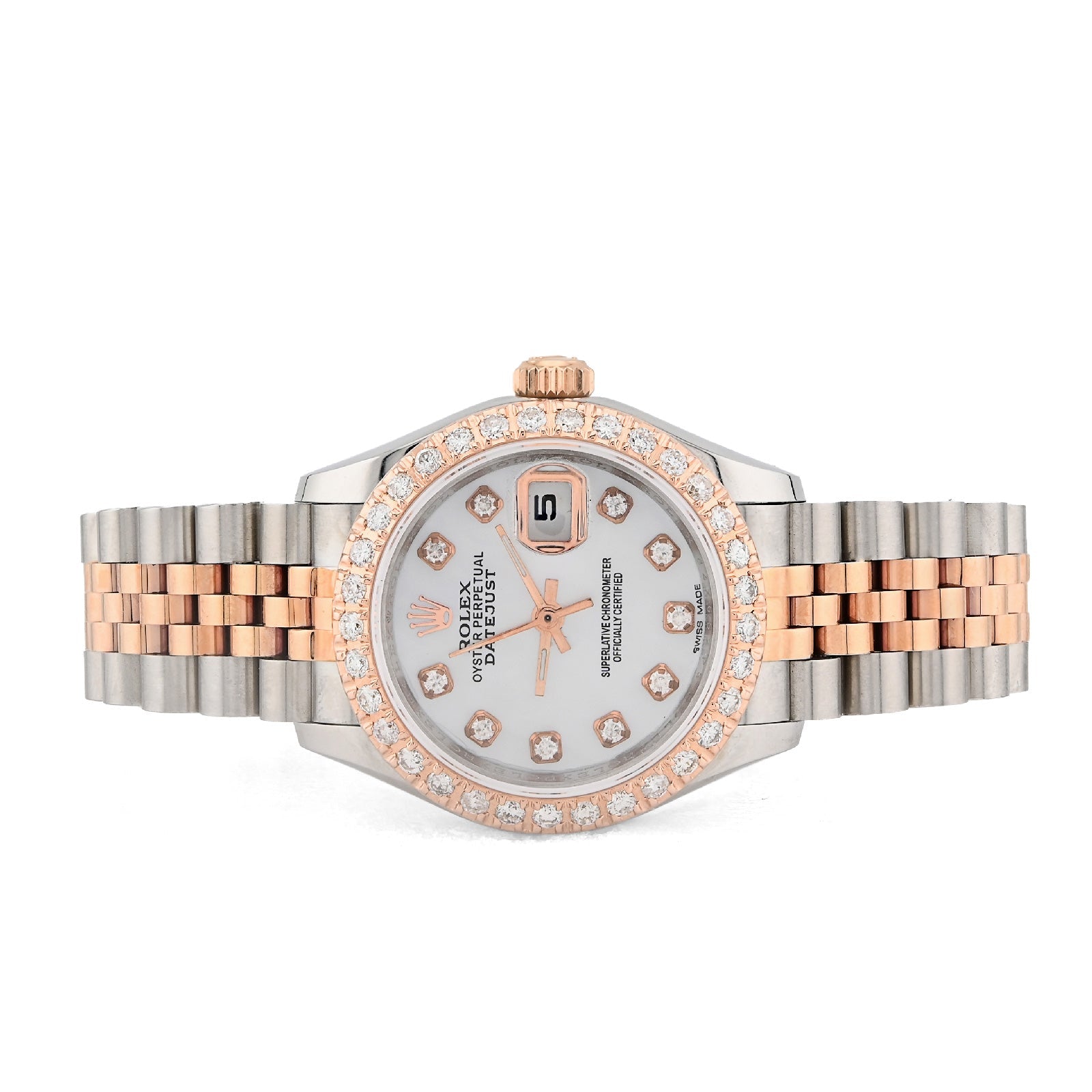 Rolex 28MM Datejust 1CT Natural Diamond Dial/Bezel MOP Face 2 Tone Rose Hidden Clasp Jubilee Watch - Elite Jewelers - Luxury Watch