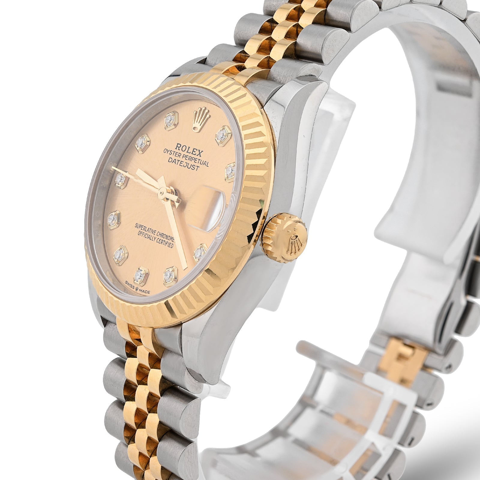 Rolex 31MM 18K Yellow Gold Diamond Dial Fluted Bezel Champagne Face Jubilee Band Full SET 2025 - Elite Jewelers - Luxury Watch