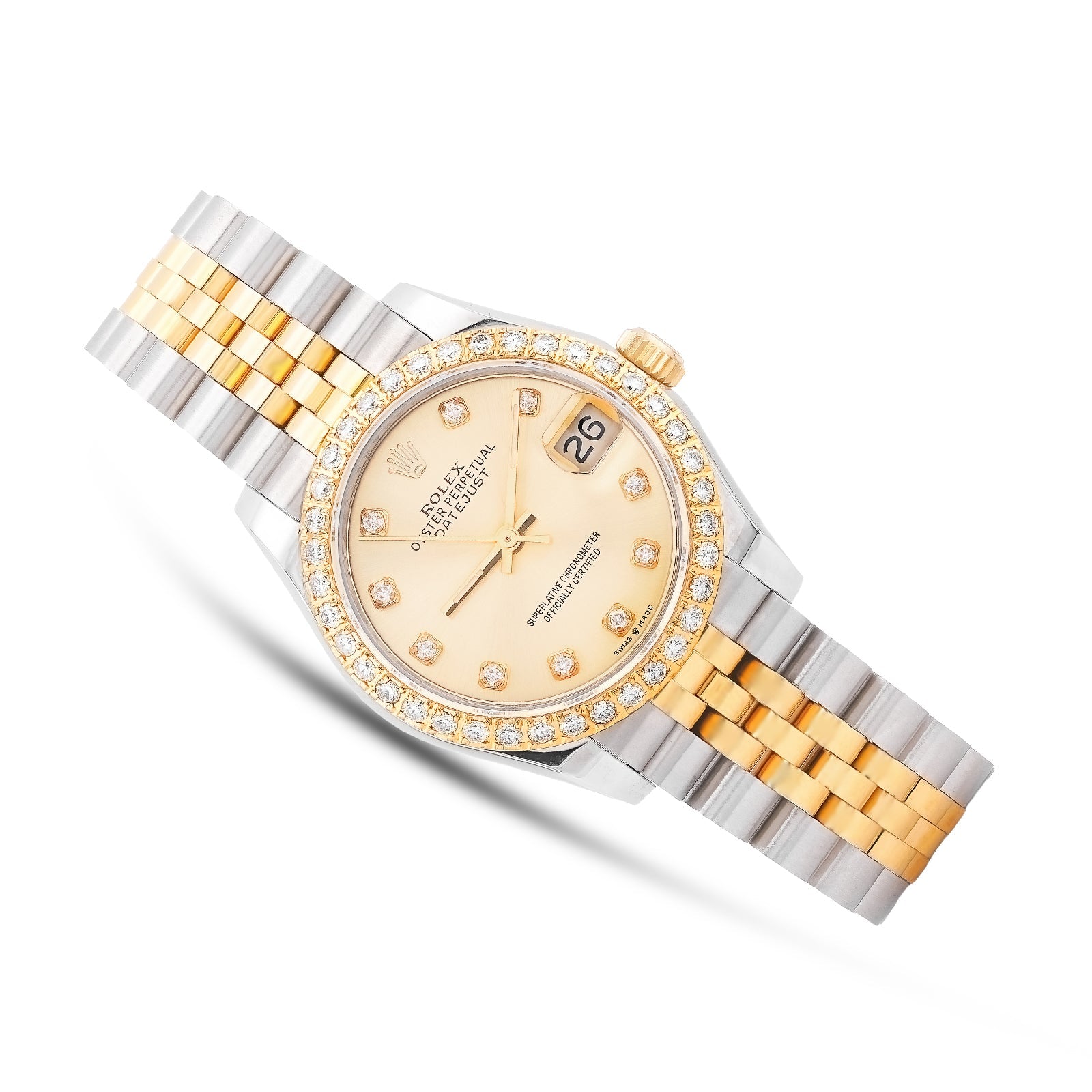 Rolex 31MM Datejust 2-Tone Diamond Bezel/Dial Champagne Face Jubilee Band Watch - Elite Jewelers-Luxury Watch