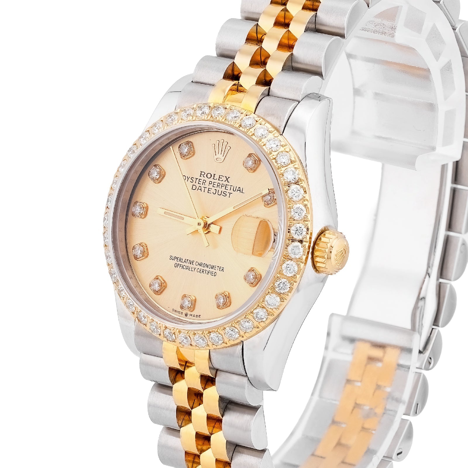 Rolex 31MM Datejust 2-Tone Diamond Bezel/Dial Champagne Face Jubilee Band Watch - Elite Jewelers-Luxury Watch