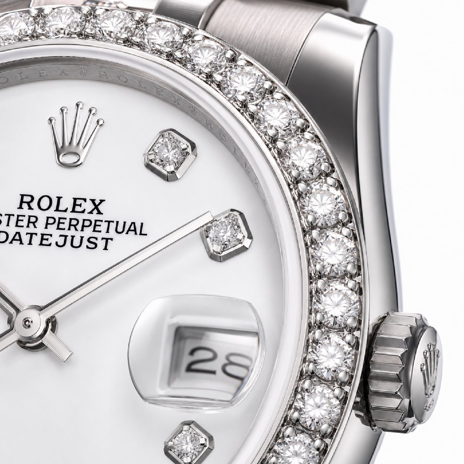 Rolex 31MM Datejust All white Diamond Bezel/Dial White MOP Face Jubilee Band Watch - Elite Jewelers-Luxury Watch
