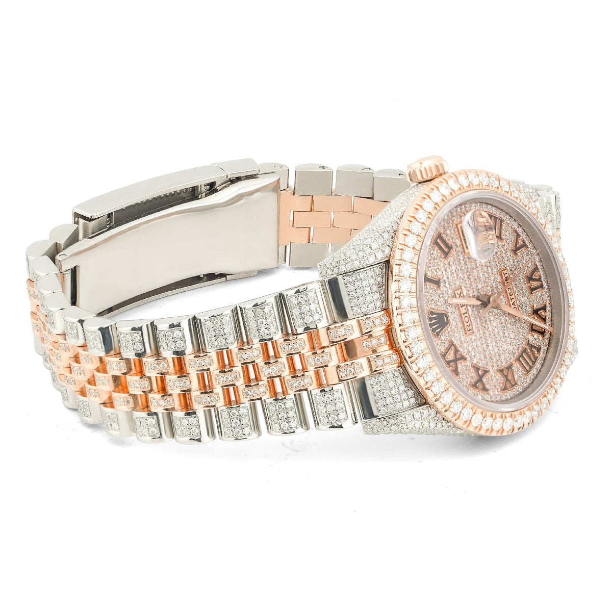 Rolex 36MM DateJust 15.75CT Natural Diamond Bussdown Roman Numeral Dial Jubilee Band 2 Tone Rose Watch - Elite Jewelers-Luxury Watch