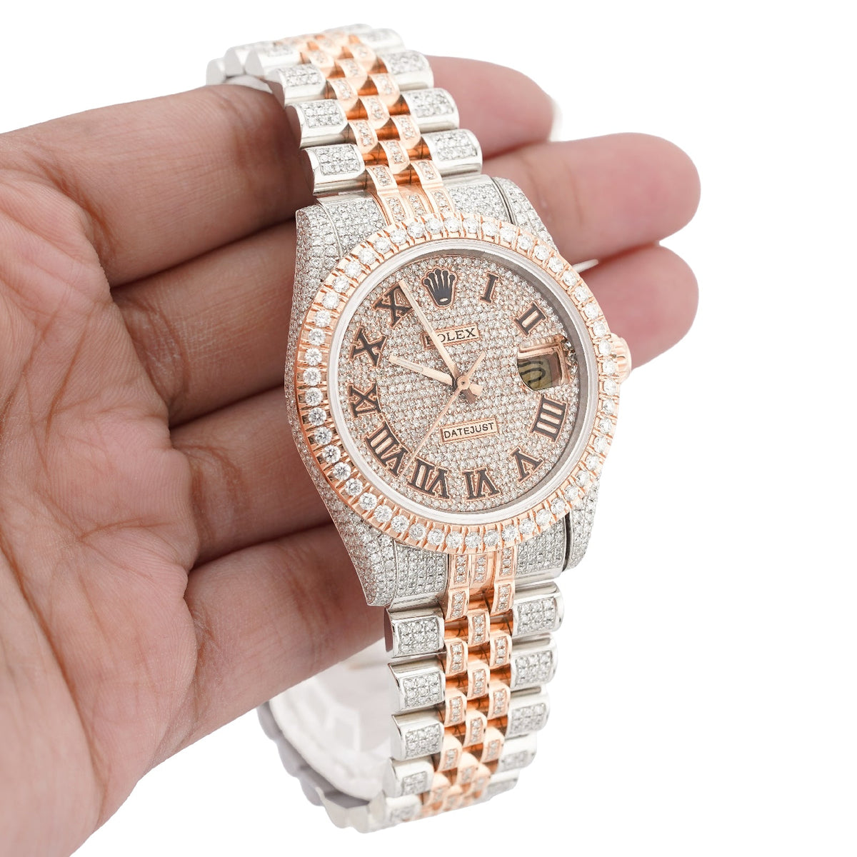 Rolex 36MM DateJust 15.75CT Natural Diamond Bussdown Roman Numeral Dial Jubilee Band 2 Tone Rose Watch - Elite Jewelers-Luxury Watch